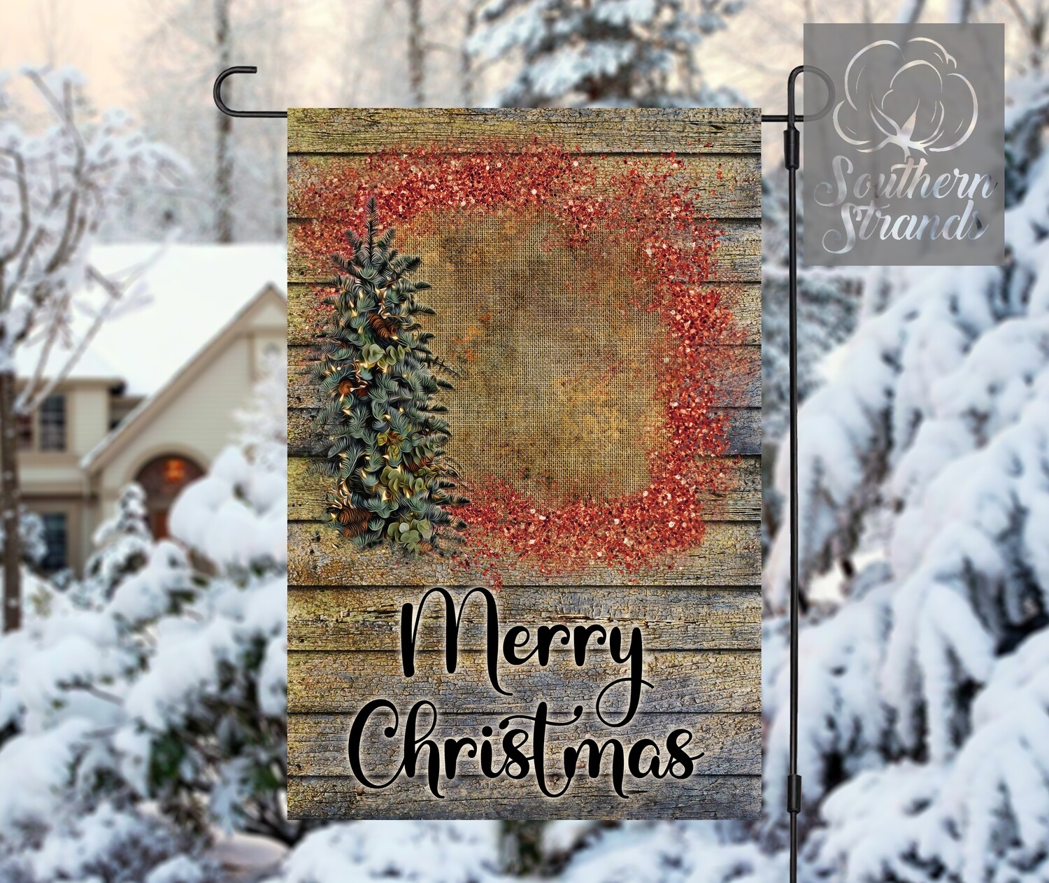 Christmas Tree Splash RED Garden Flag - Add Your Own Words - 12x18 | DIGITAL DESIGN