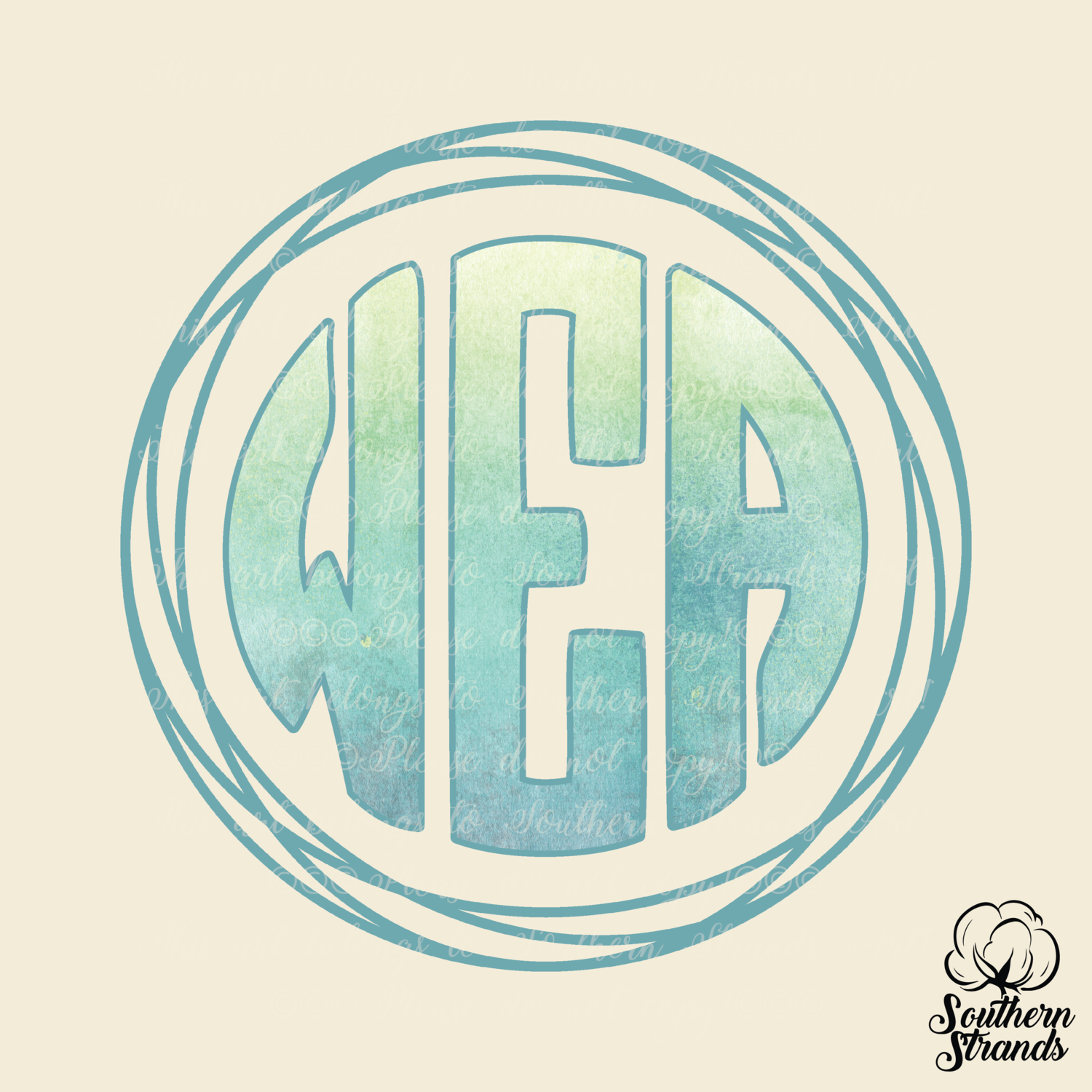 Color Wash Circle Alpha with Monogram Frame | DIGITAL DESIGN