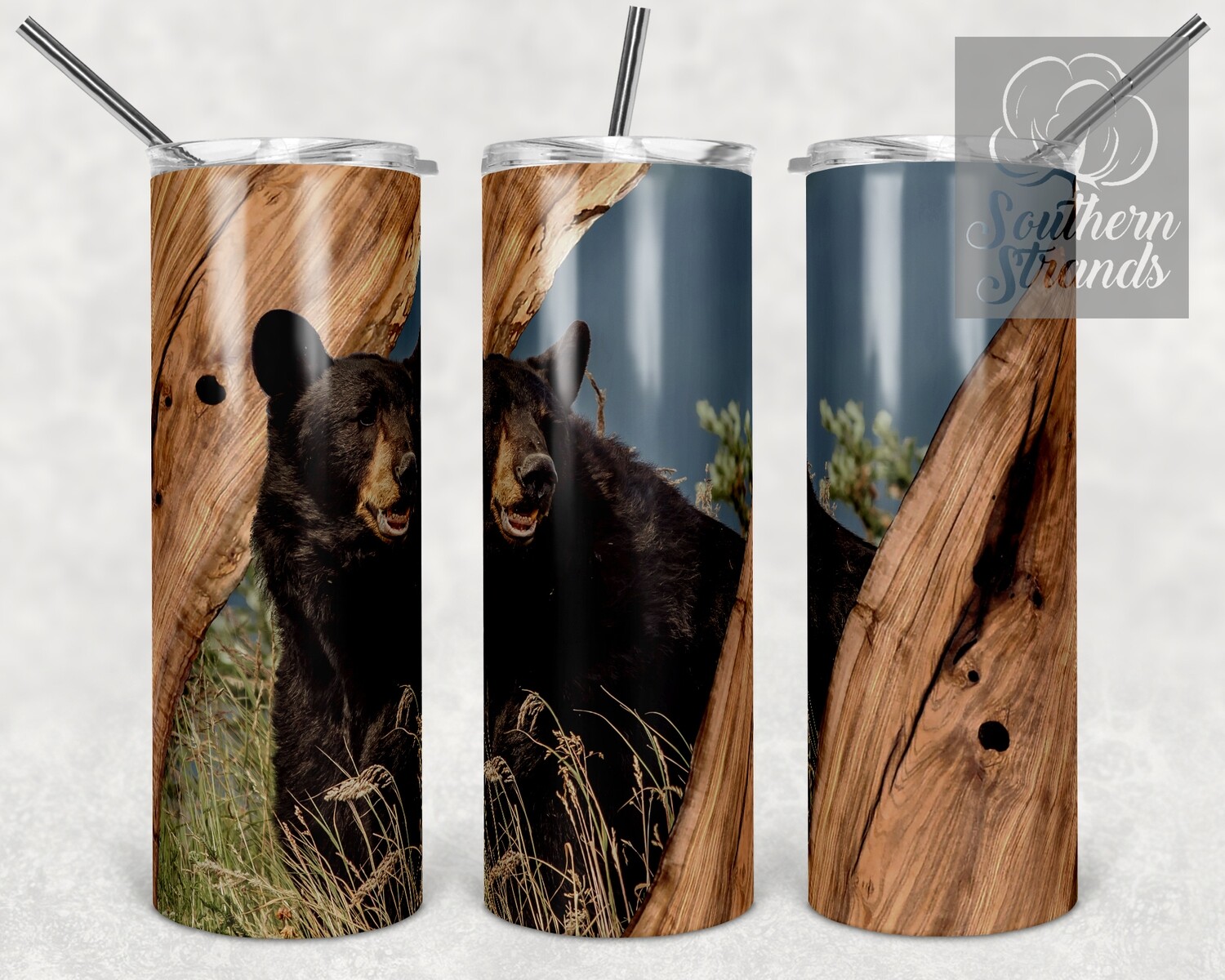 Live Edge Wood - Authentic American Black Bear - Tumbler | DIGITAL DESIGN