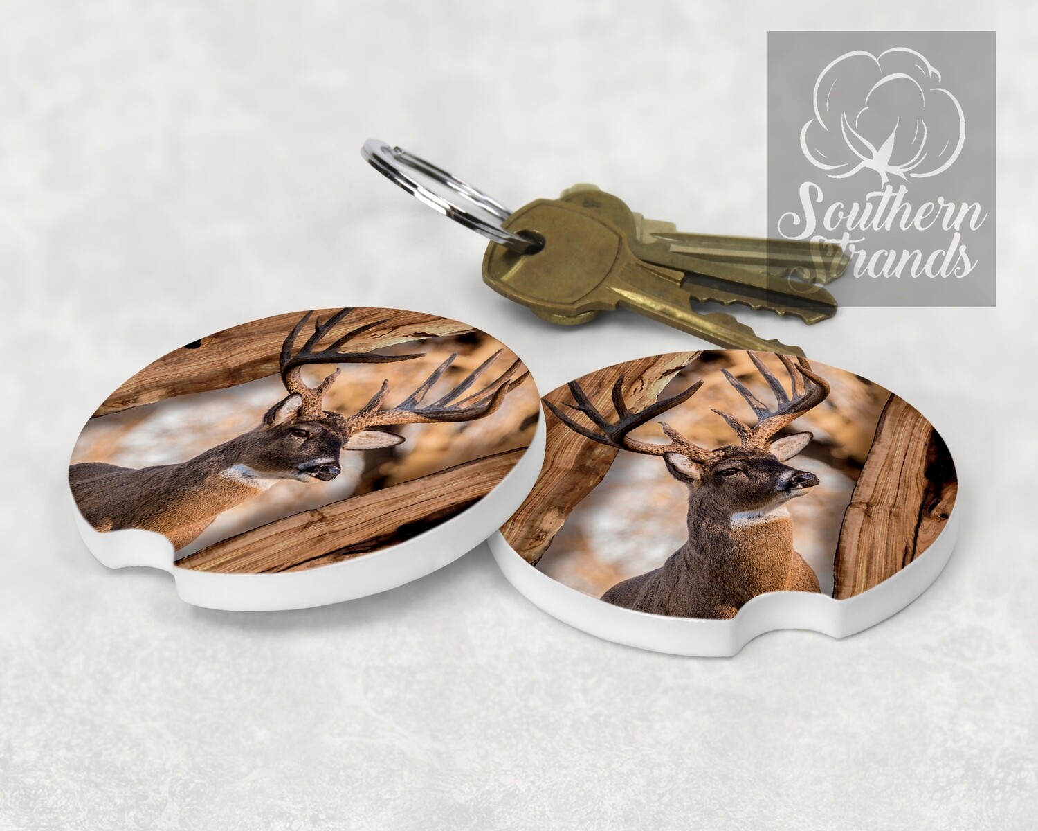 Live Edge Wood - Whitetail Deer Coasters - Round and Square | DIGITAL DESIGN