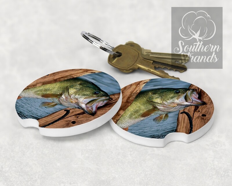 Live Edge Wood - Large Mouth Bass Coasters - Round and Square | DIGITAL DESIGN