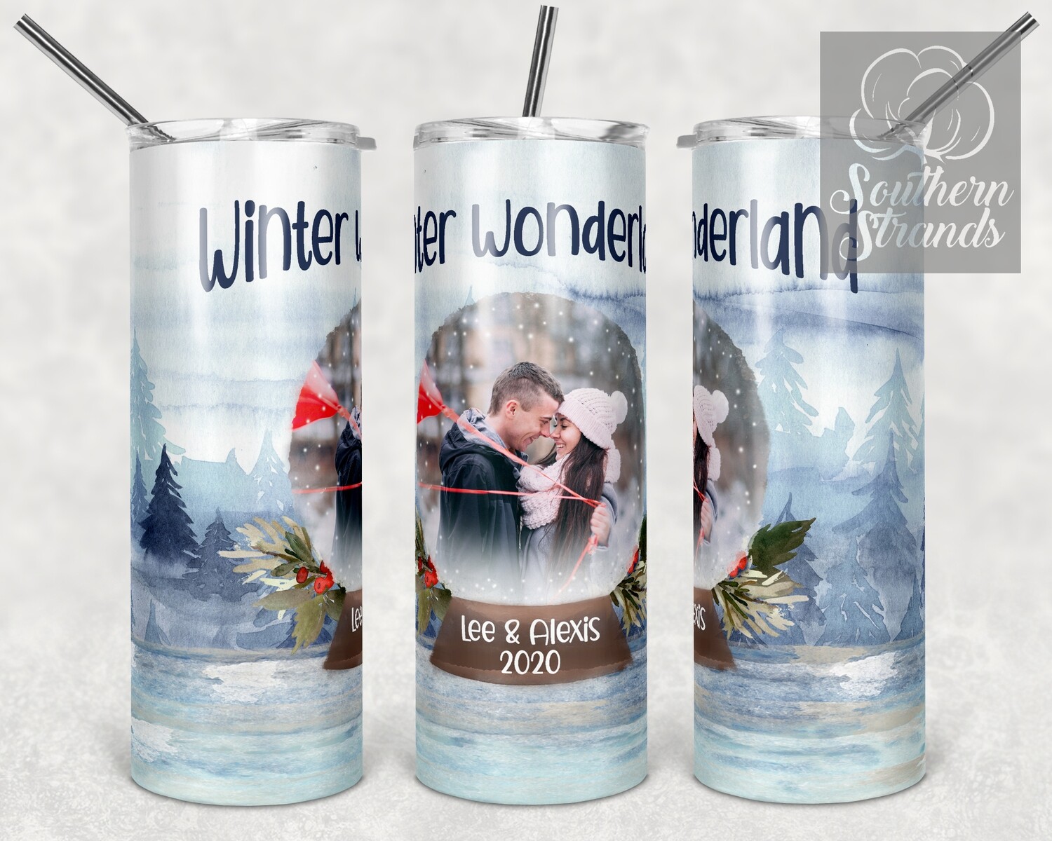 Winter Wonderland Snowglobe Tumbler | add your own photo and text | DIGITAL DESIGN