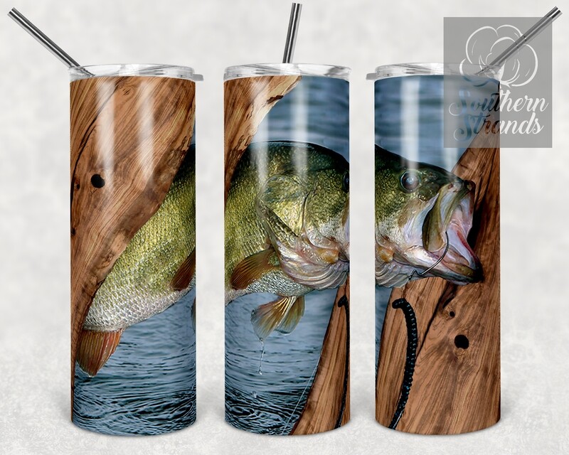 Live Edge Wood - Authentic Large Mouth Bass - Tumbler | DIGITAL DESIGN