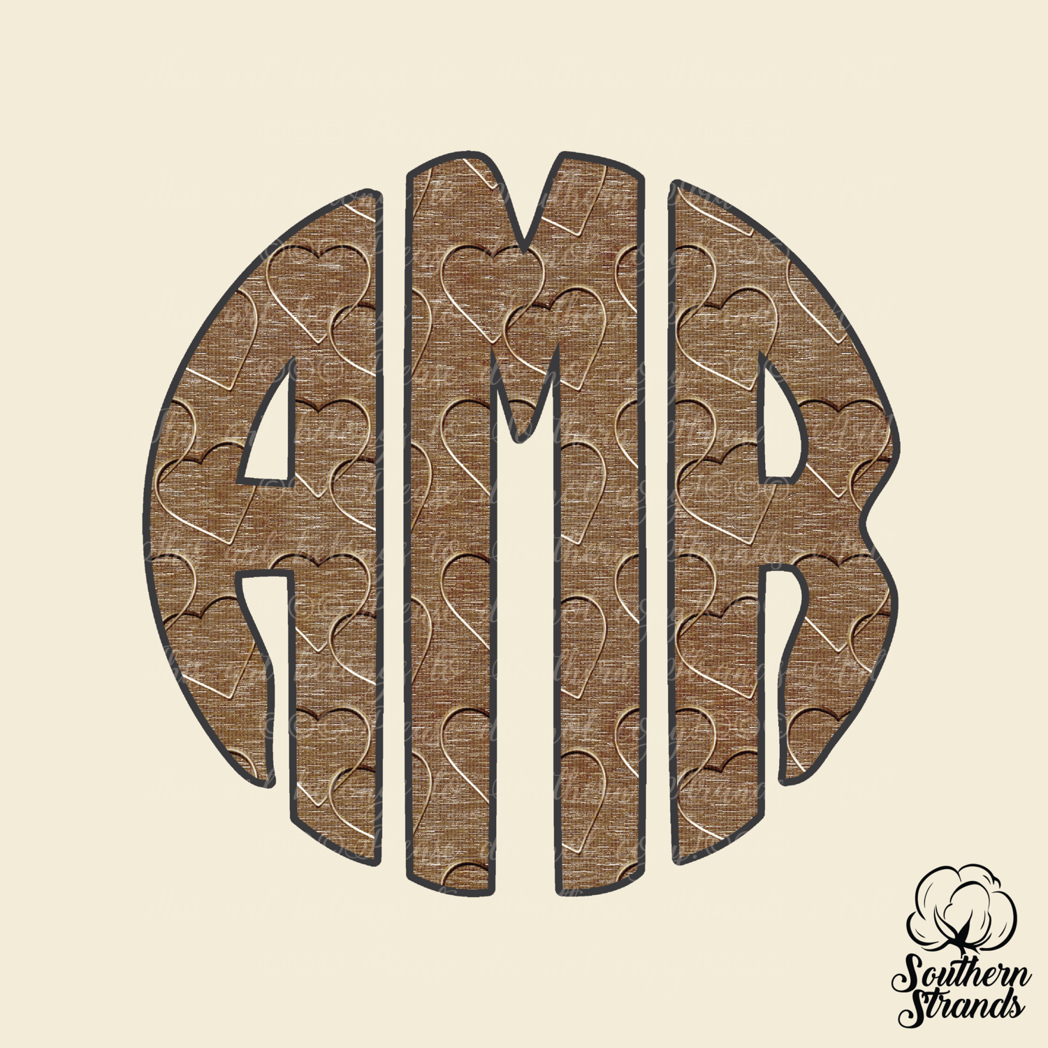Hearts Circle Alpha Brown | DIGITAL DESIGN