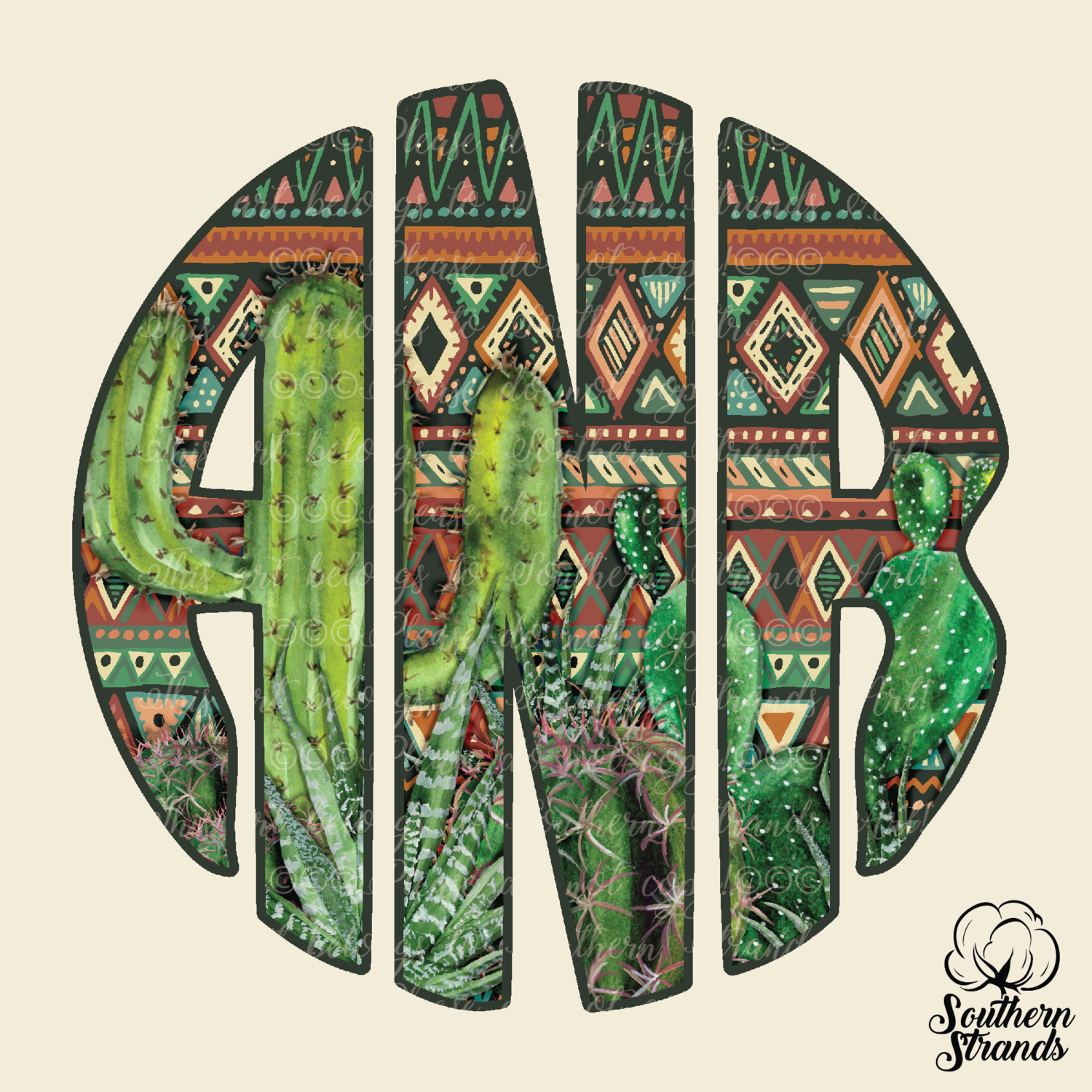 Navajo Cactus Circle Alpha | DIGITAL DESIGN