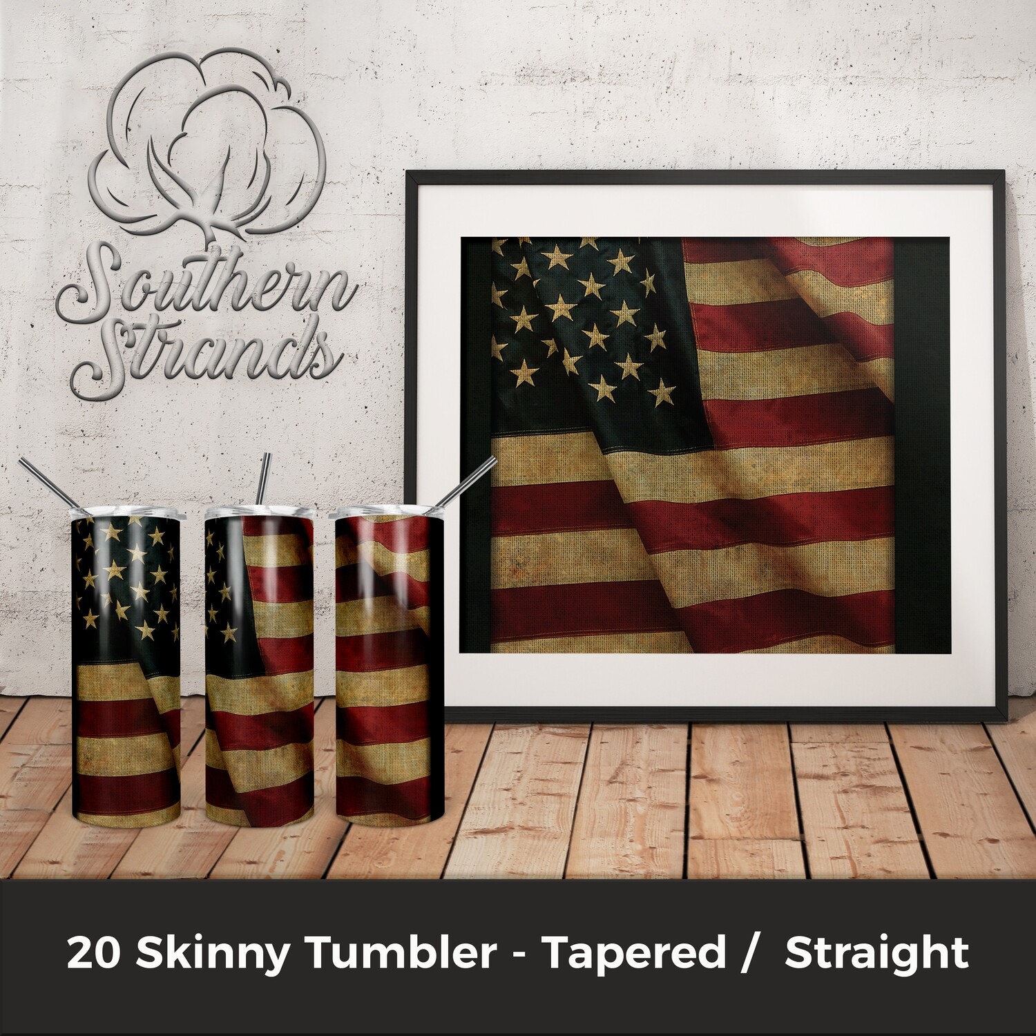 Vintage American Flag NO TEXT Tumbler | DIGITAL DESIGN