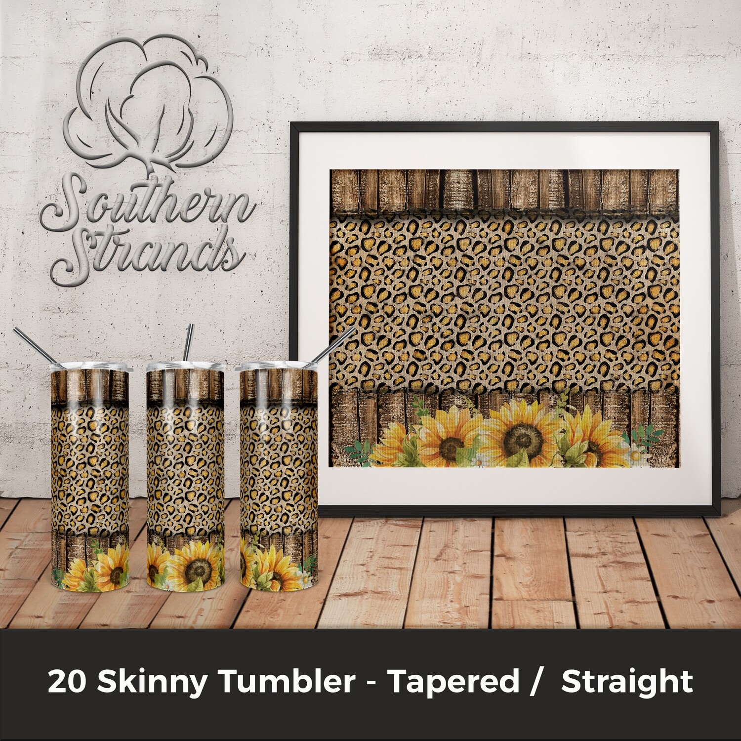 Leopard and Sunflowers Tumbler - ADD YOUR OWN TEXT | DIGITAL DESIGN