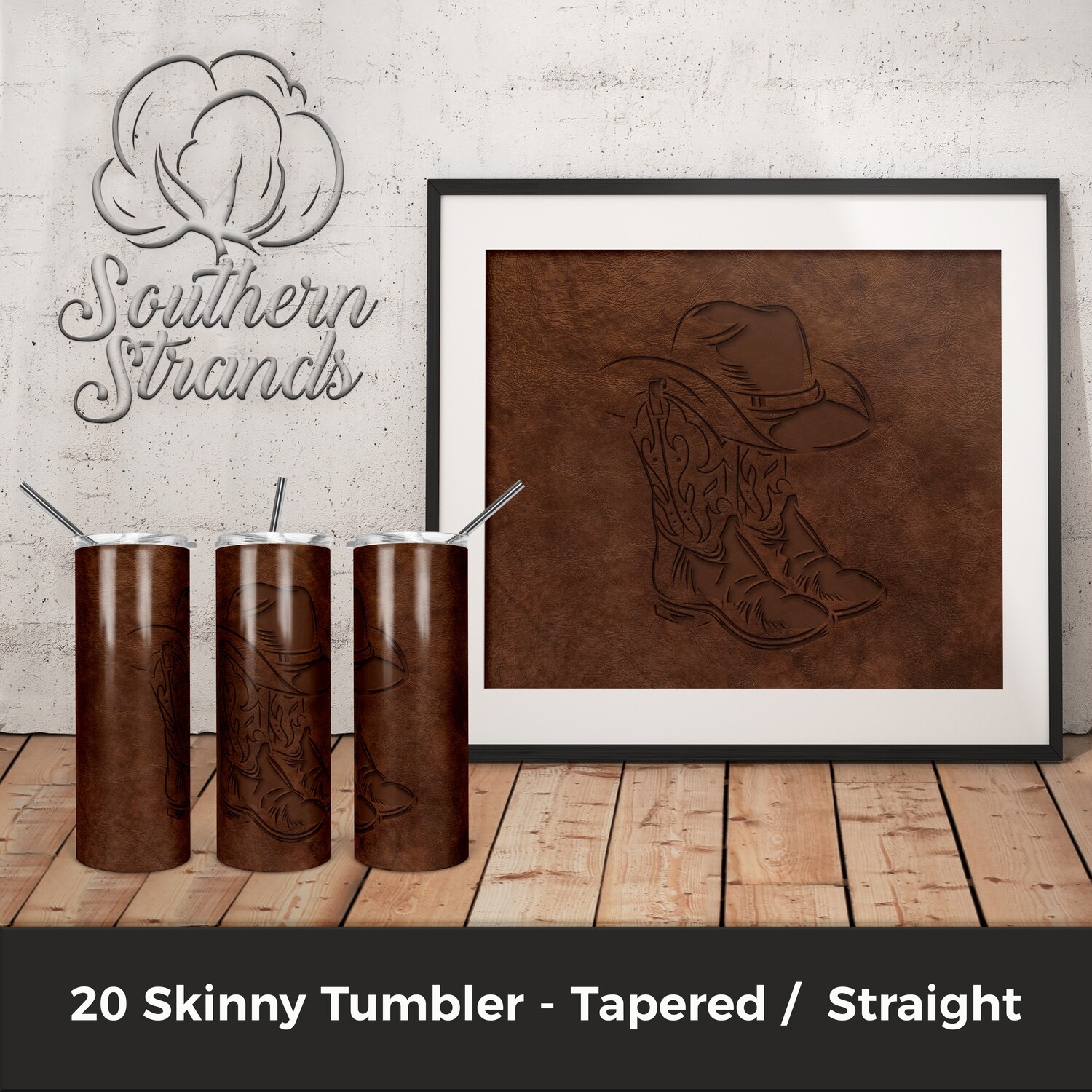 Stamped Leather Boots and Hat Tumbler | DIGITAL DESIGN