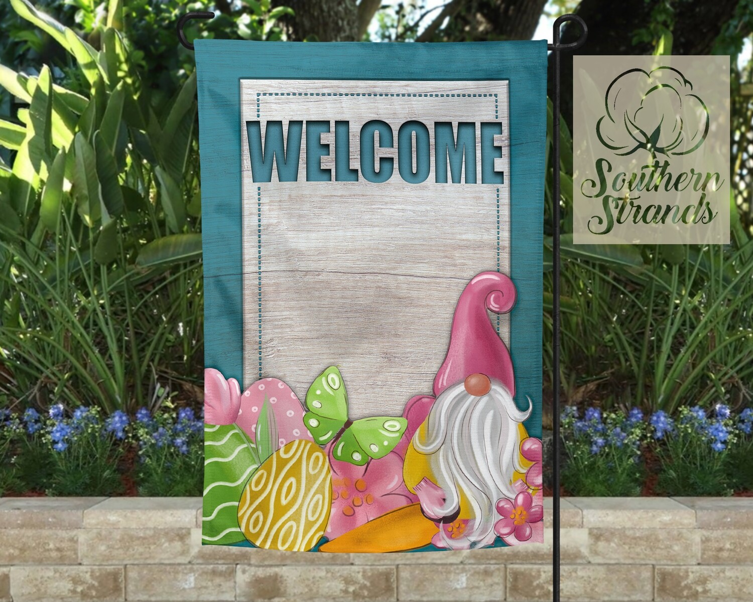 White Washed Easter Gnome Garden Flag 12x18 | DIGITAL DESIGN