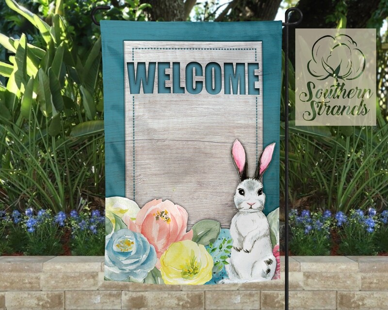 White Washed Easter Bunny Garden Flag 12x18 | DIGITAL DESIGN
