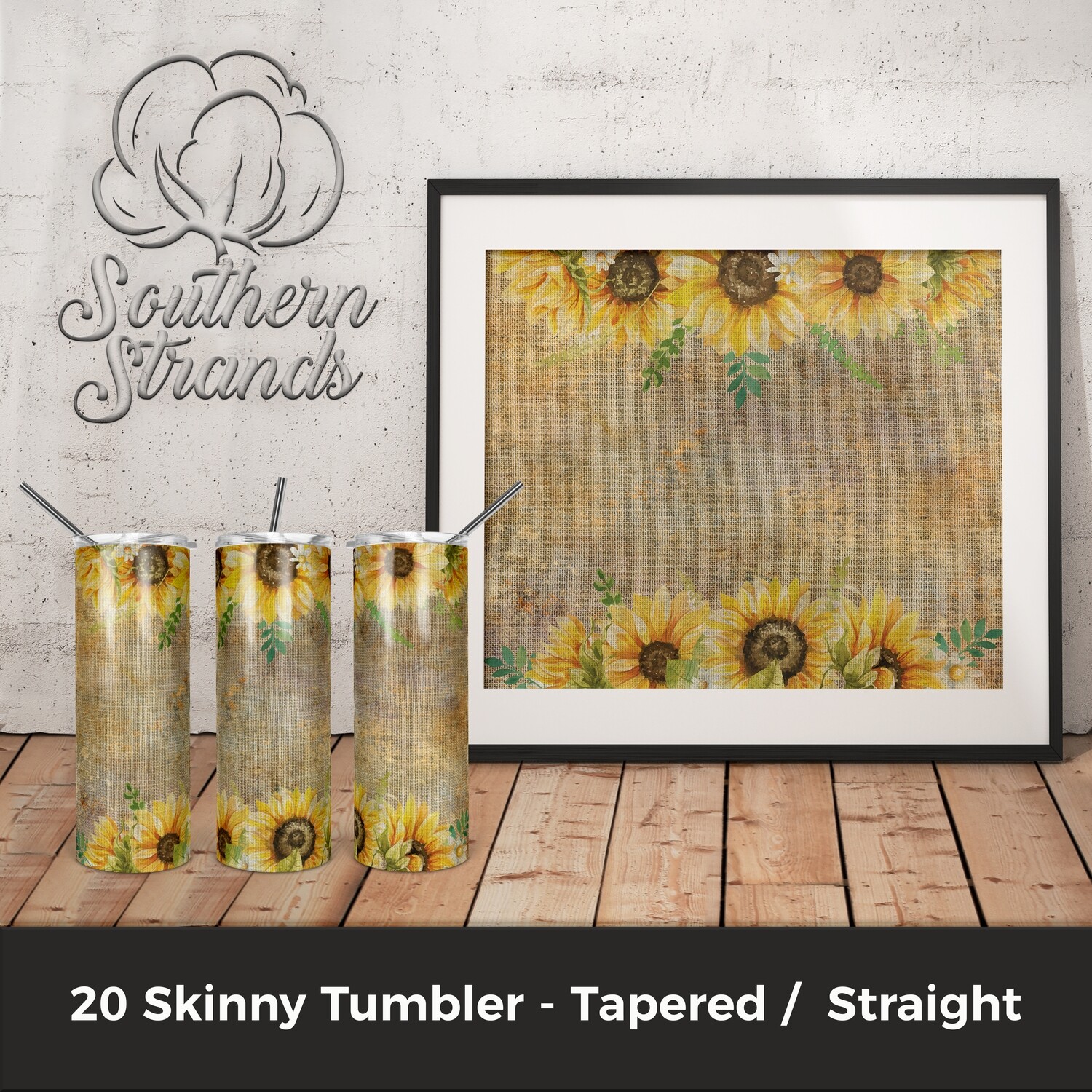 Watercolor Linen Sunflower Tumbler | DIGITAL DESIGN