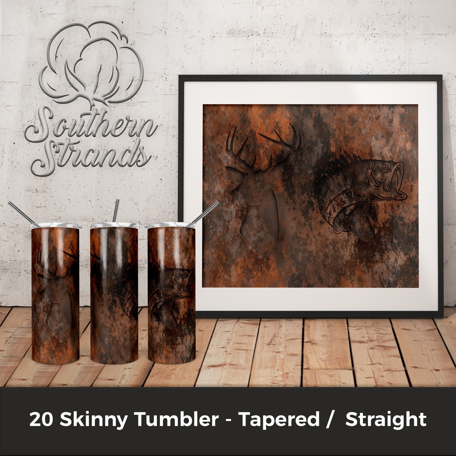 Rusty Deer and Bass Tumbler | DIGITAL DESIGN