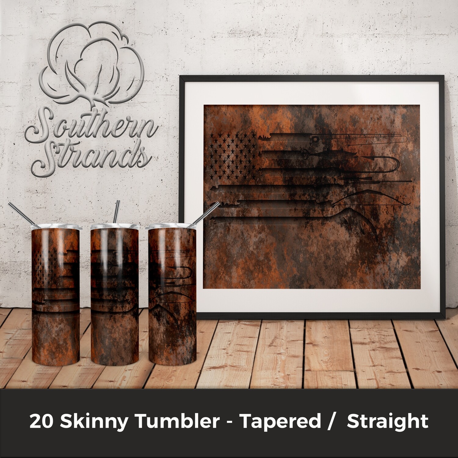 Rusty Hunting Fishing Flag Tumbler | DIGITAL DESIGN