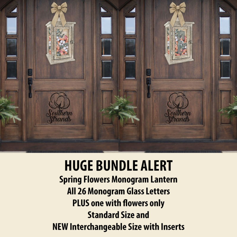 BUNDLE - Spring Flowers Monogram Lantern - Light - All 26 Monogram Letters PLUS one with flowers only | Standard Size and NEW Interchangeable Size with Inserts | DIGITAL DESIGN