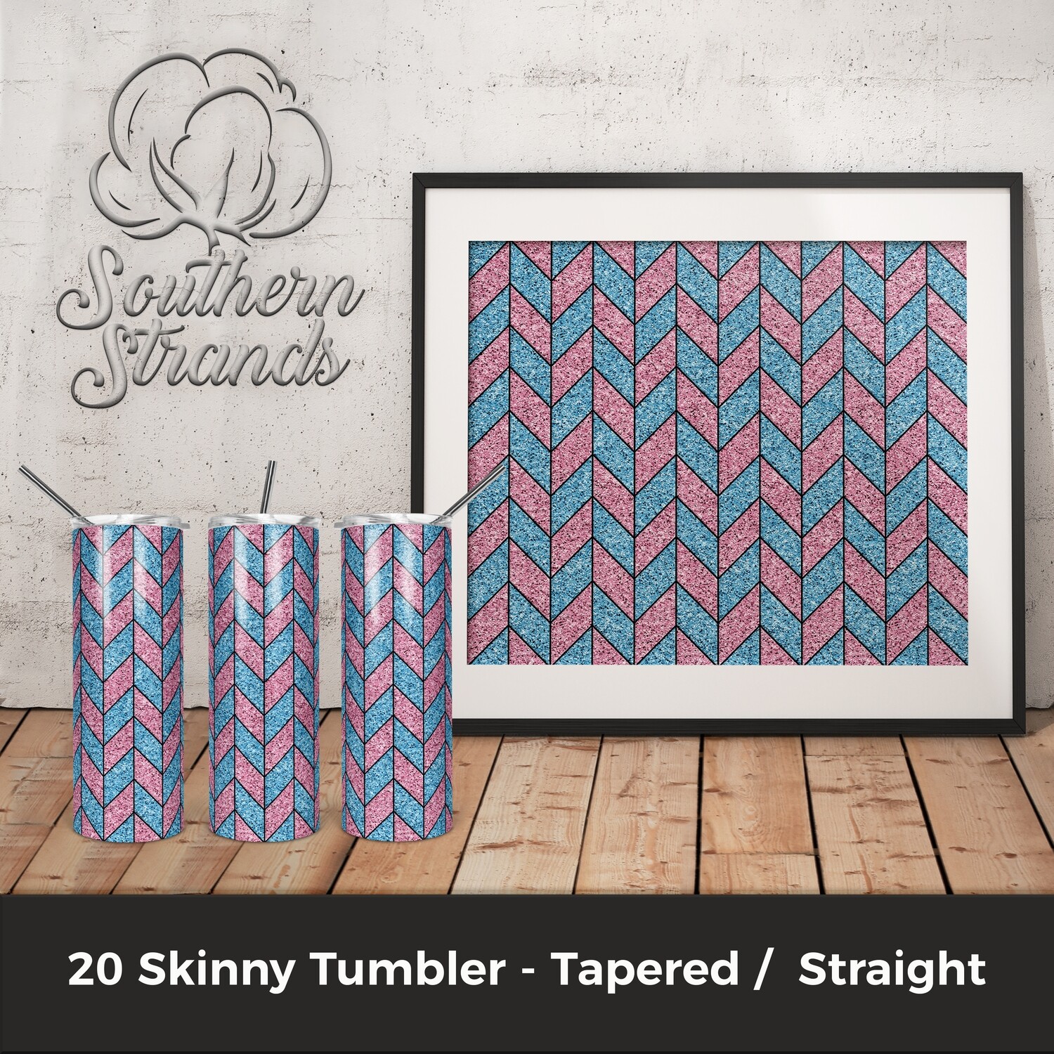 Tangram Tumbler Pink and Blue | DIGITAL DESIGN