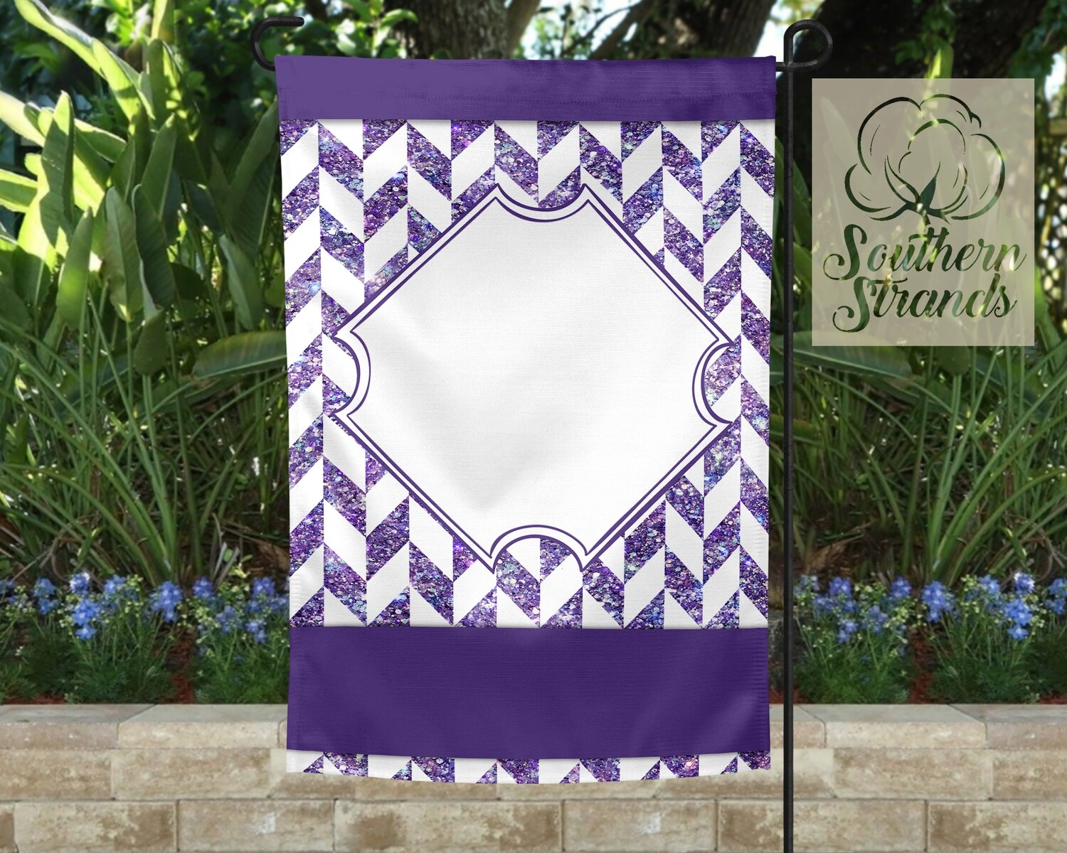 Tangram Purple Glitter Garden Flag 12x18 - No Text - Add Your Own Image | DIGITAL DESIGN