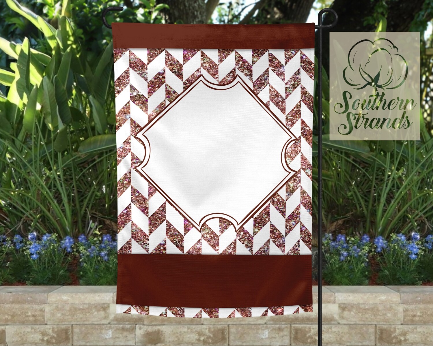 Tangram Pink Glitter Garden Flag 12x18 - No Text - Add Your Own Image | DIGITAL DESIGN