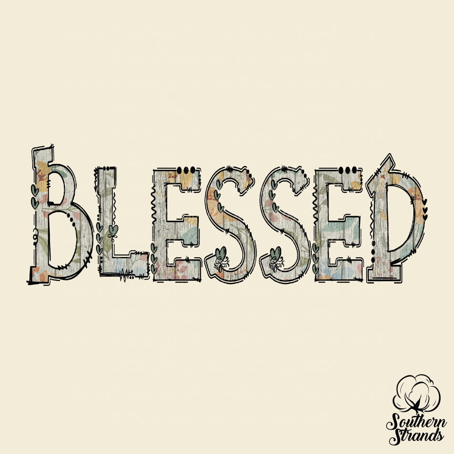 Floral Wooden Blessed | DIGITAL DESIGN