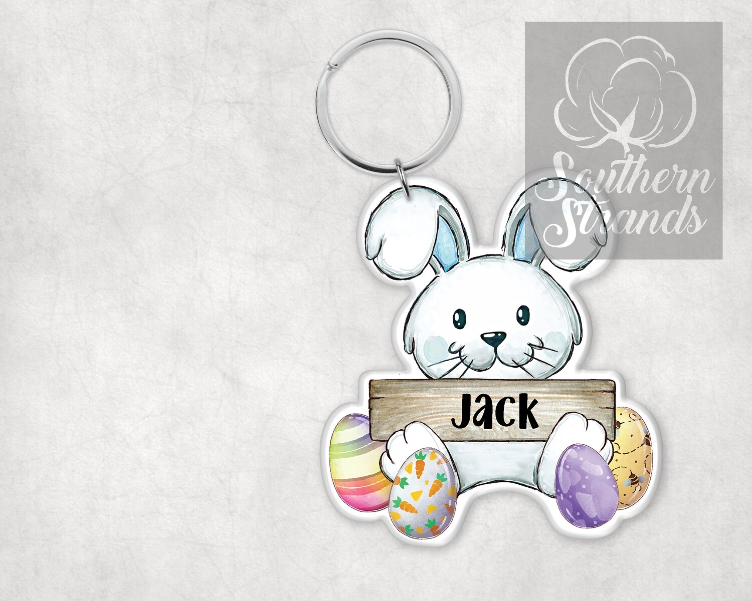 Easter Bunny - Blue - Key Chain or Basket Tag