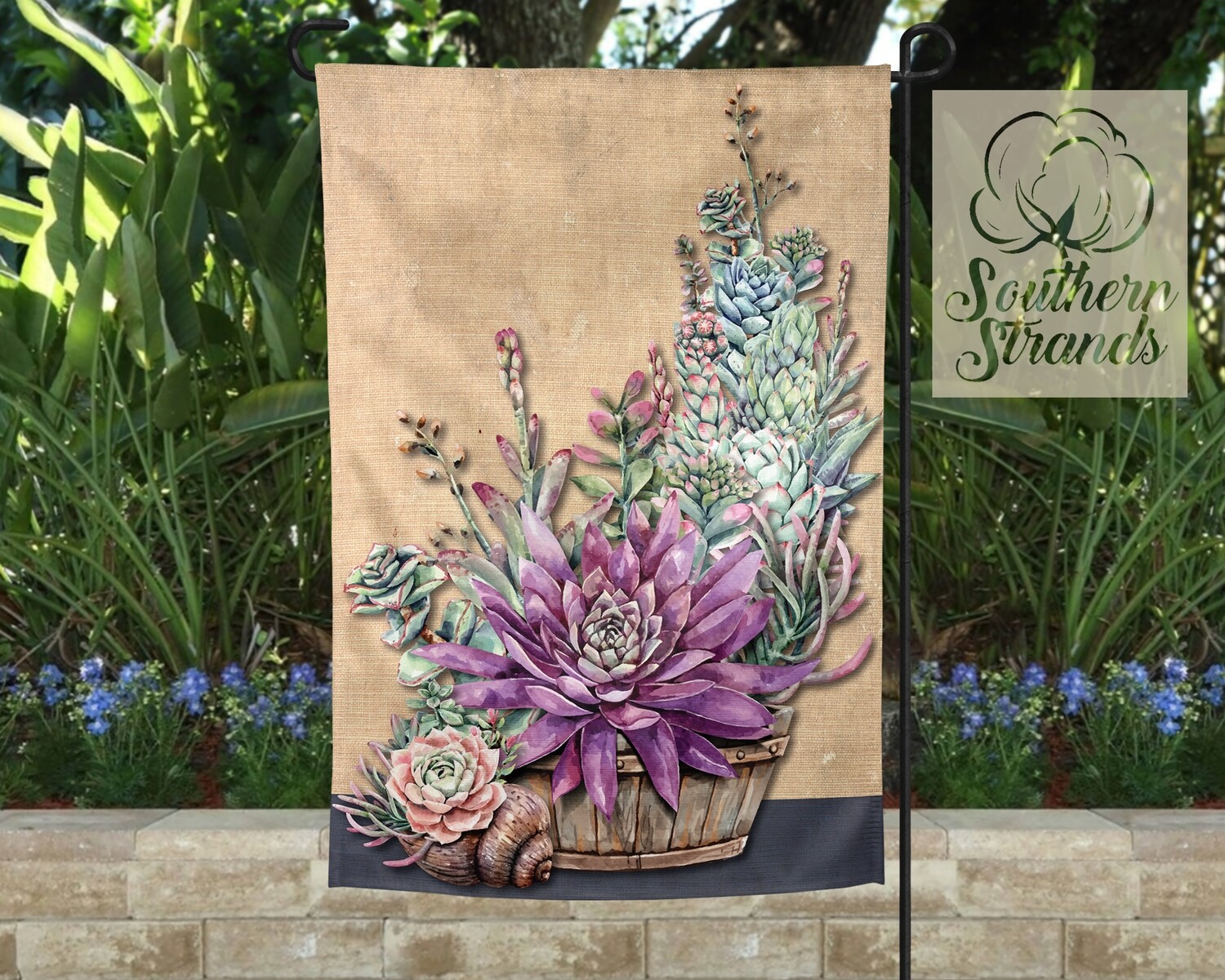 Summer Succulent Garden Flag | add your own text 12x18 | DIGITAL DESIGN
