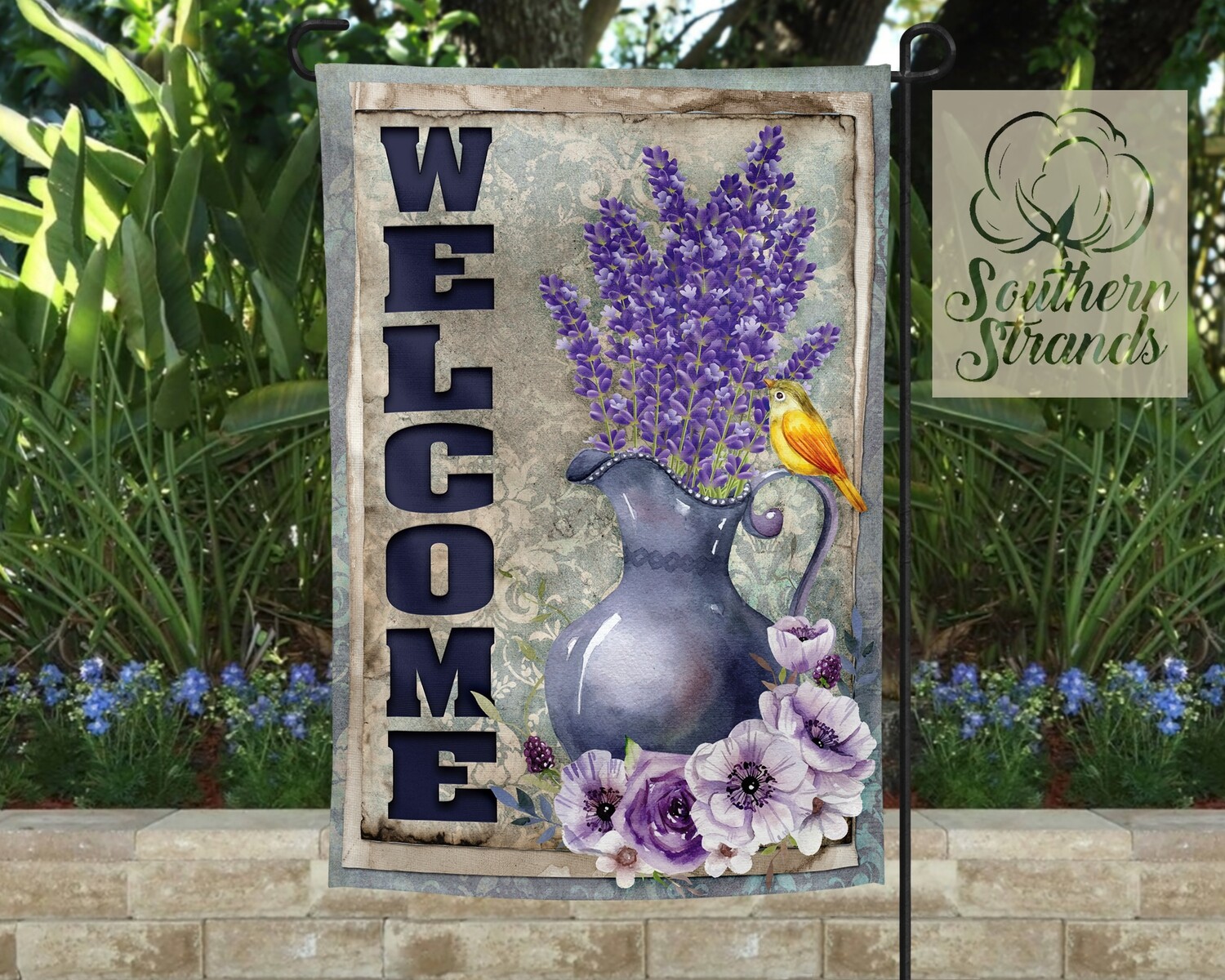 Lavender and Birds Garden Flag 12x18 | DIGITAL DESIGN
