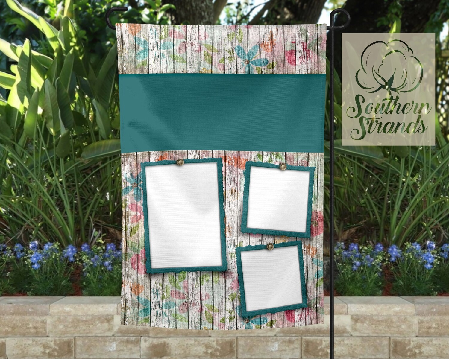 Wooden Flowers and Polaroids Garden Flag 12x18 NO TEXT | DIGITAL DESIGN