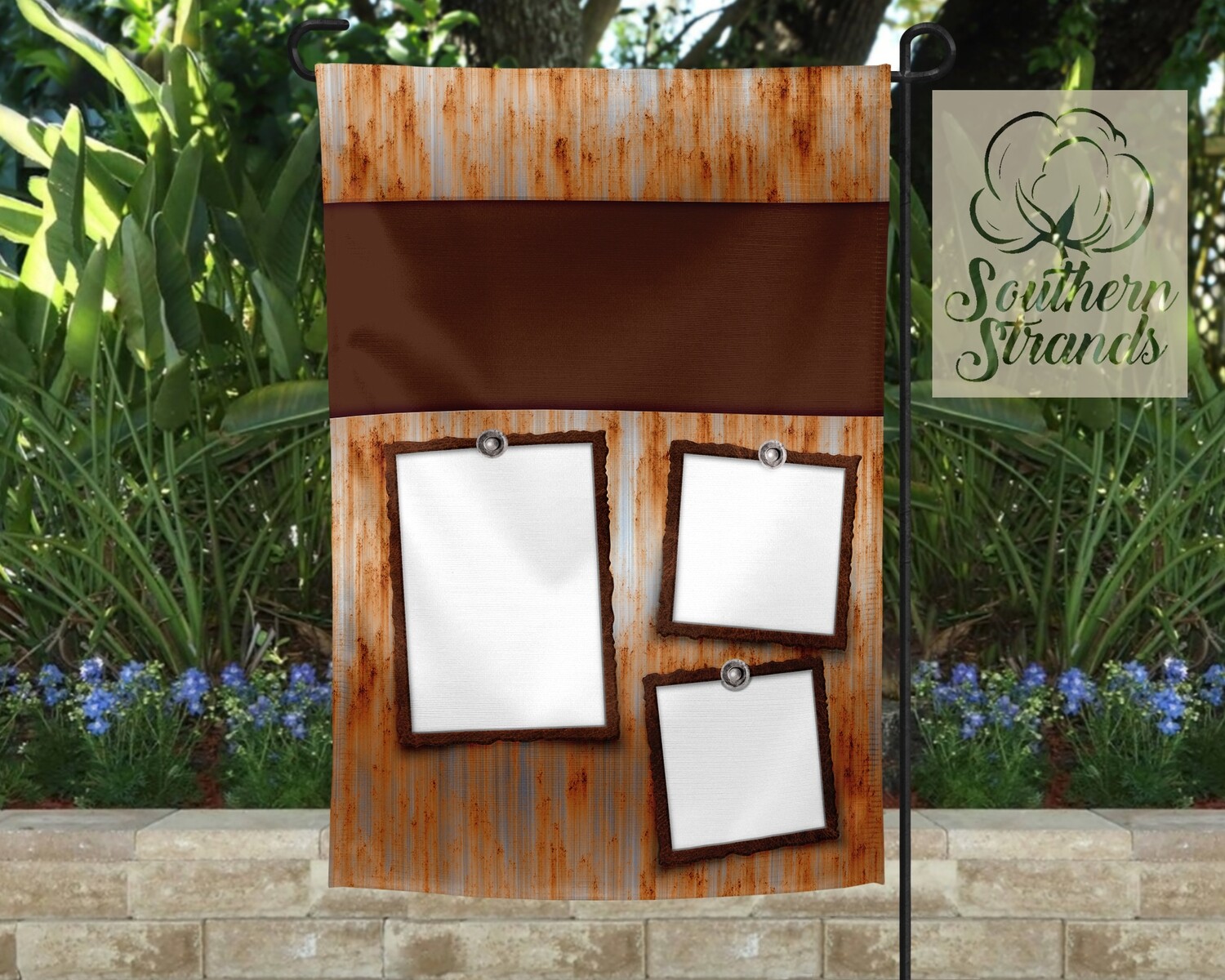 Rusty Silver and Polaroids Garden Flag 12x18 - NO TEXT | DIGITAL DESIGN