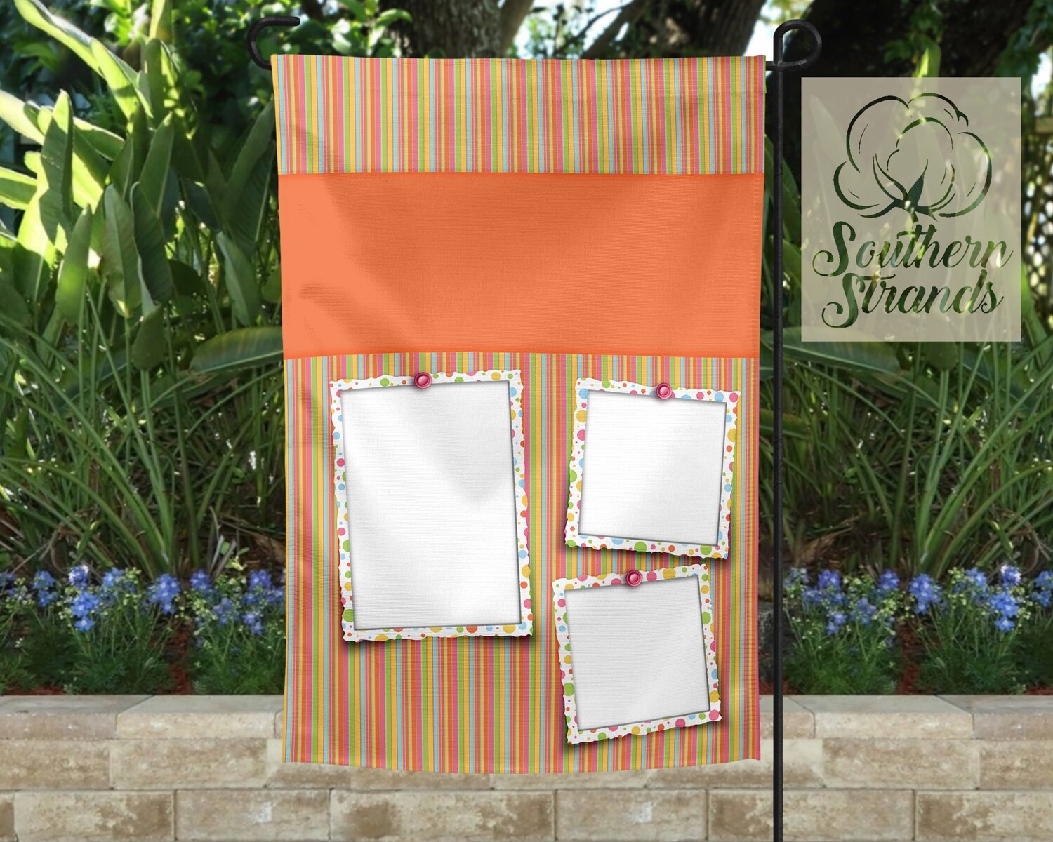 Stripes and Polaroids Garden Flag 12x18 NO TEXT | DIGITAL DESIGN
