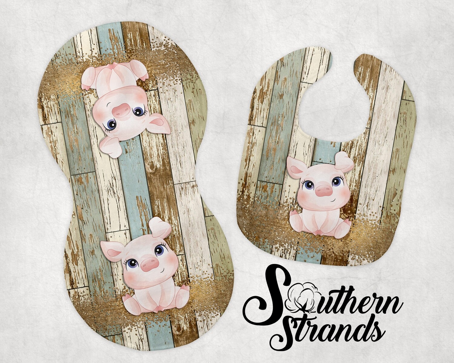 Farmhouse Piggy Burp Cloth and Bib | DIGITAL DESIGN