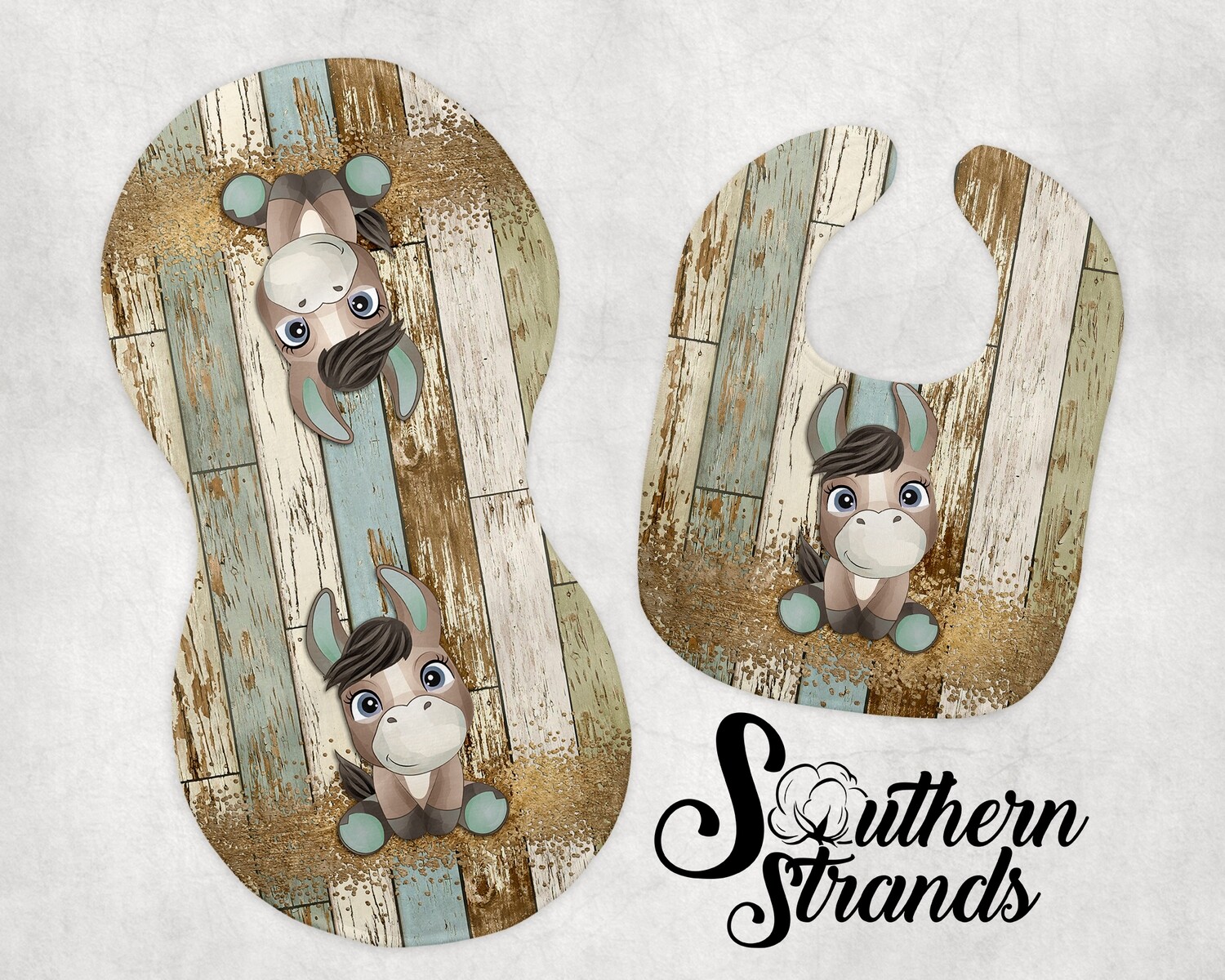 Farmhouse Donkey Burp Cloth and Bib | DIGITAL DESIGN