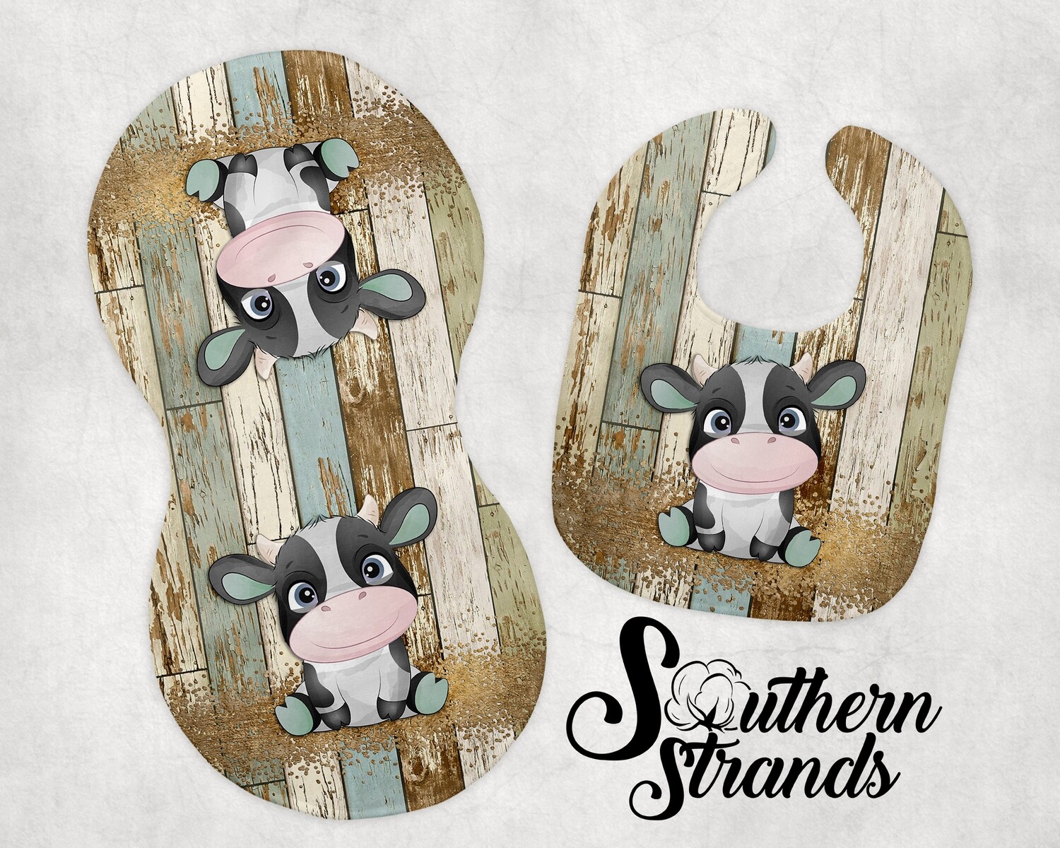 Farmhouse Cow Burp Cloth and Bib | DIGITAL DESIGN
