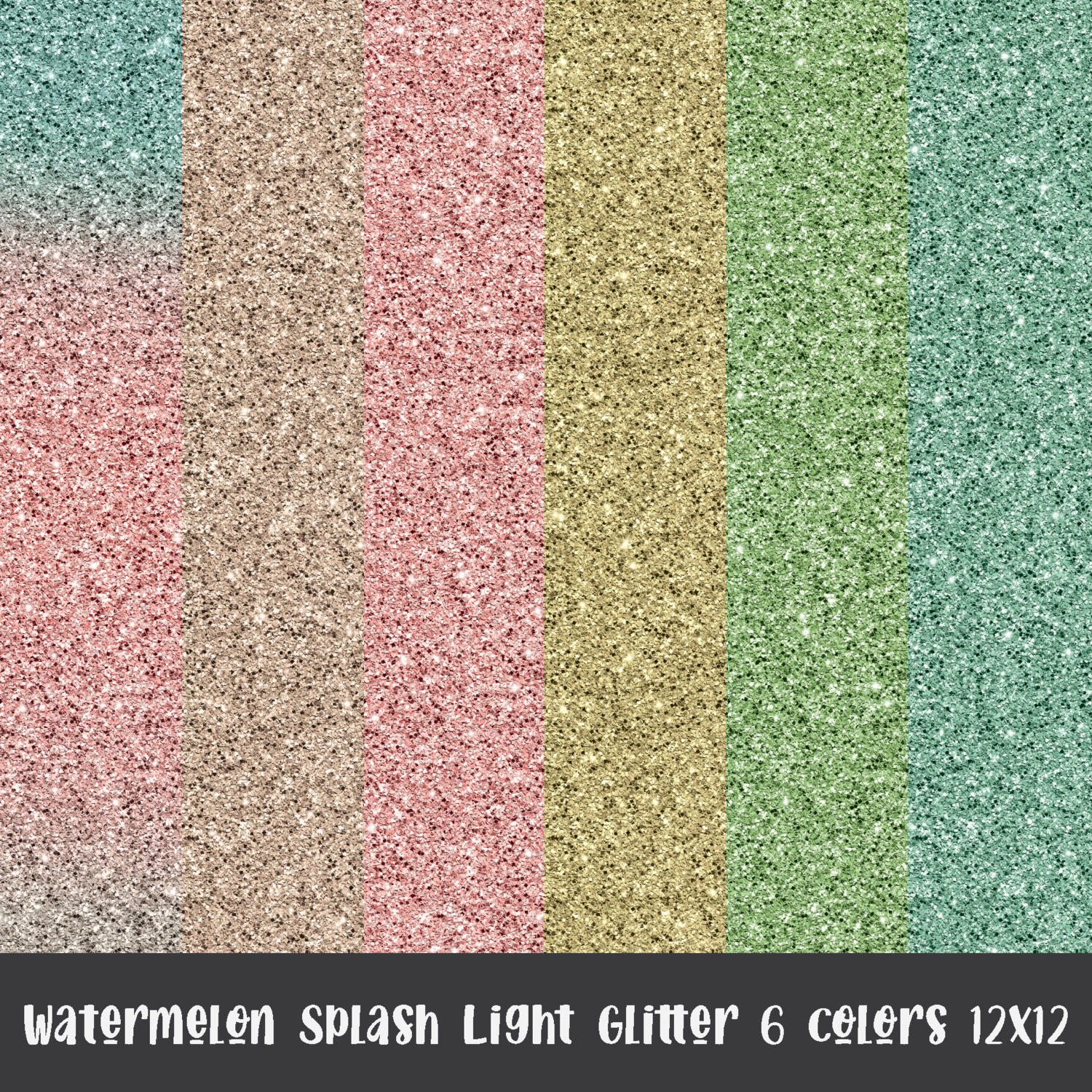 Watermelon Splash Light Glitter 6 Colors 12x12  | DIGITAL PAPER