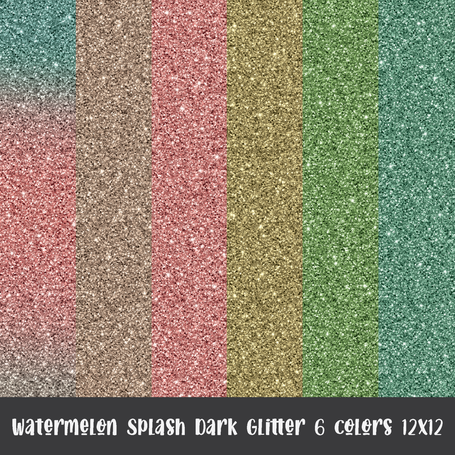 Watermelon Splash Dark Glitter 6 Colors 12x12  | DIGITAL PAPER