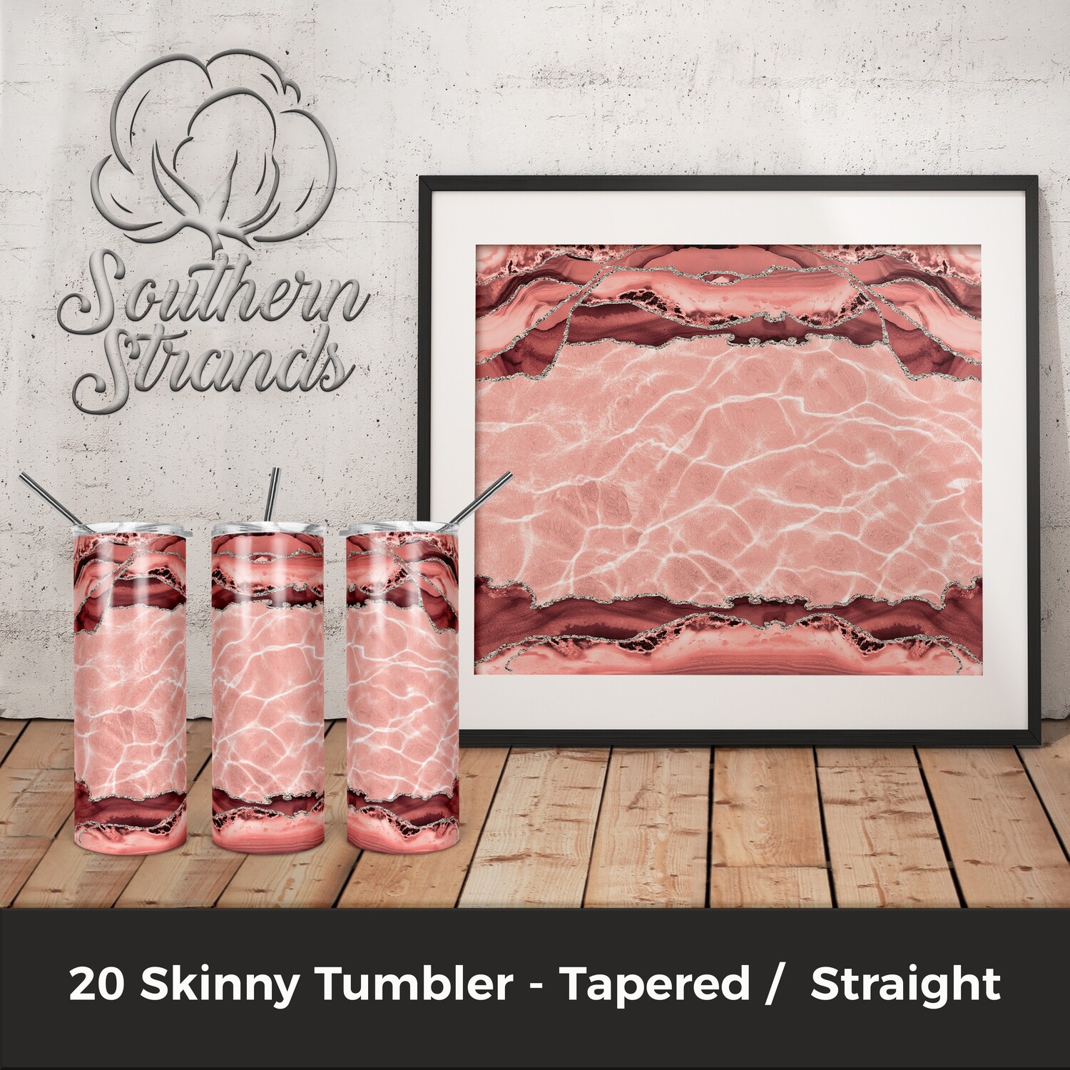 Coral Agate and Glitter Tumbler | DIGITAL DESIGN