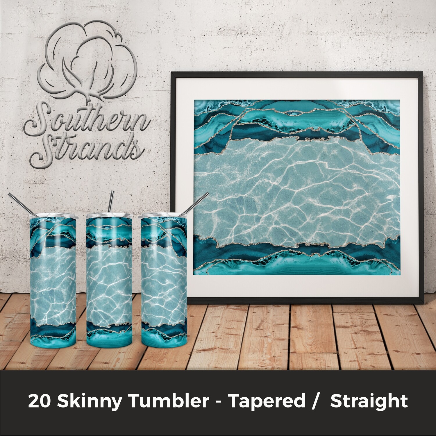 Teal Agate and Glitter Tumbler | DIGITAL DESIGN