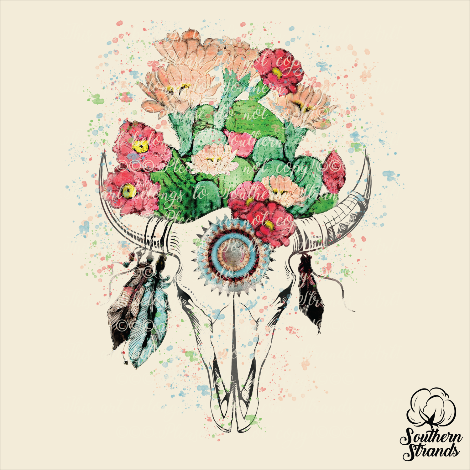 Watercolor Cactus Skull | DIGITAL DESIGN