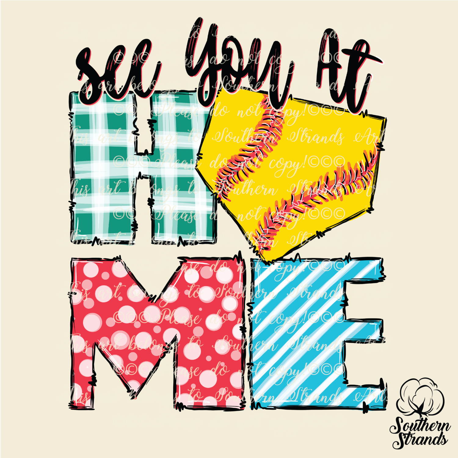 See You At Home - Softball Colorful | DIGITAL DESIGN