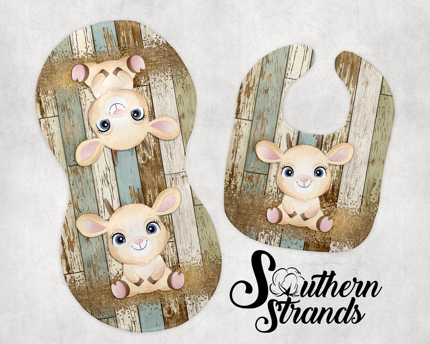 Farmhouse Goat - Pink - Burp Cloth and Bib | DIGITAL DESIGN