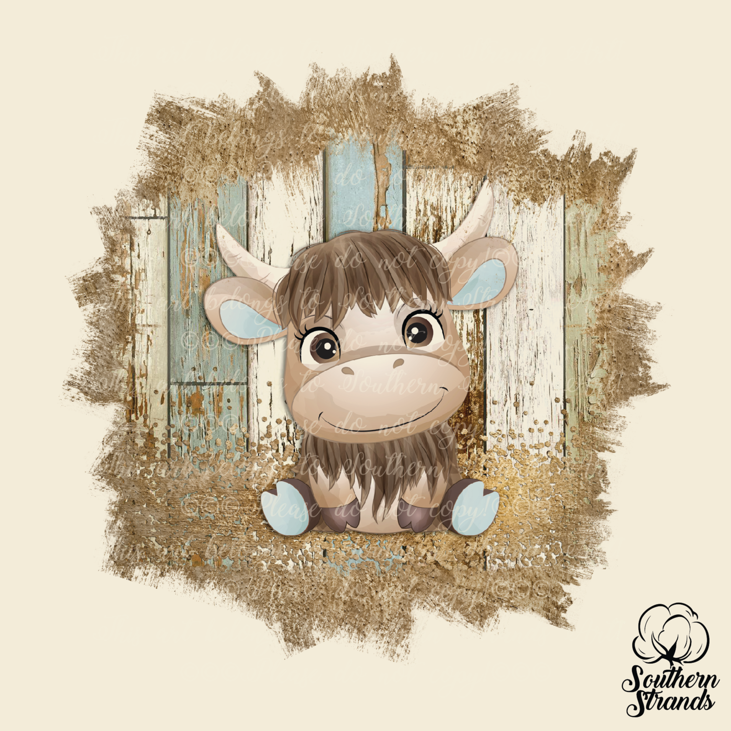 Farmhouse Highland Cow Blue| DIGITAL DESIGN
