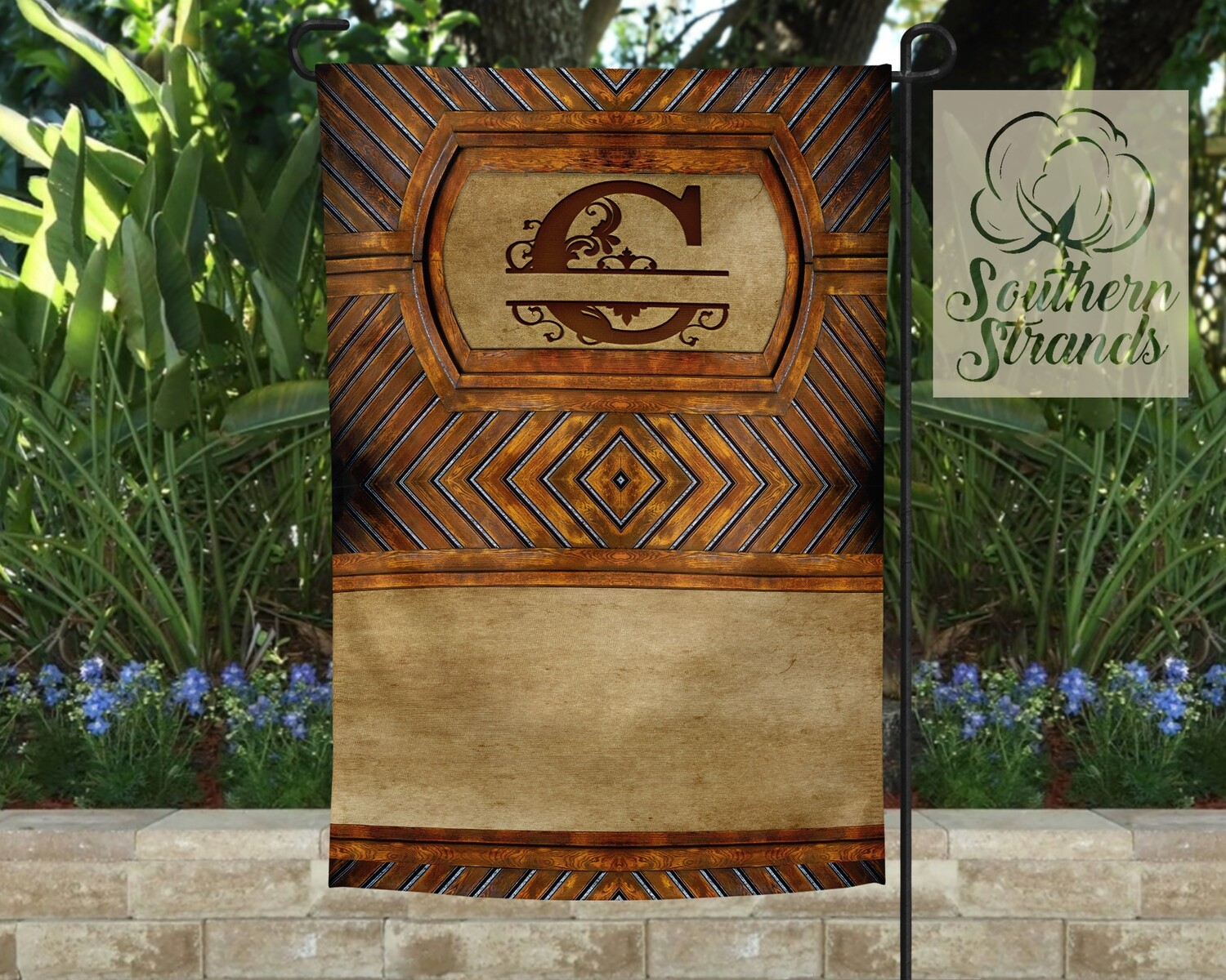 Split Monogram Garden Flag -C- 12x18 NO TEXT | DIGITAL DESIGN