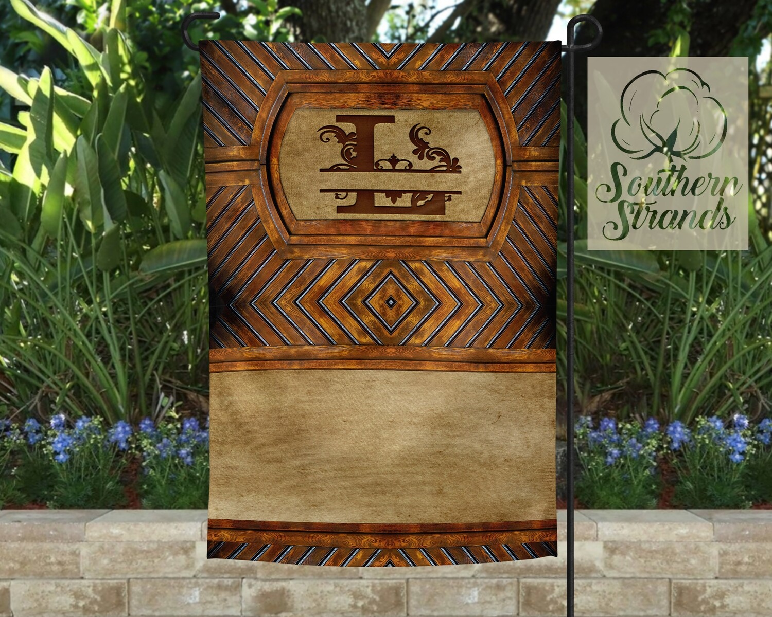 Split Monogram Garden Flag -L- 12x18 NO TEXT | DIGITAL DESIGN