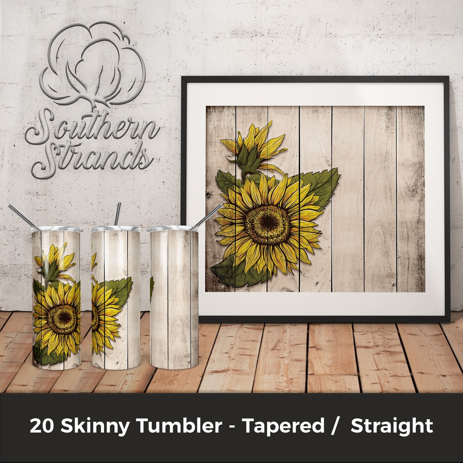 Sunflowers on Wood Tumbler | DIGITAL DESIGN