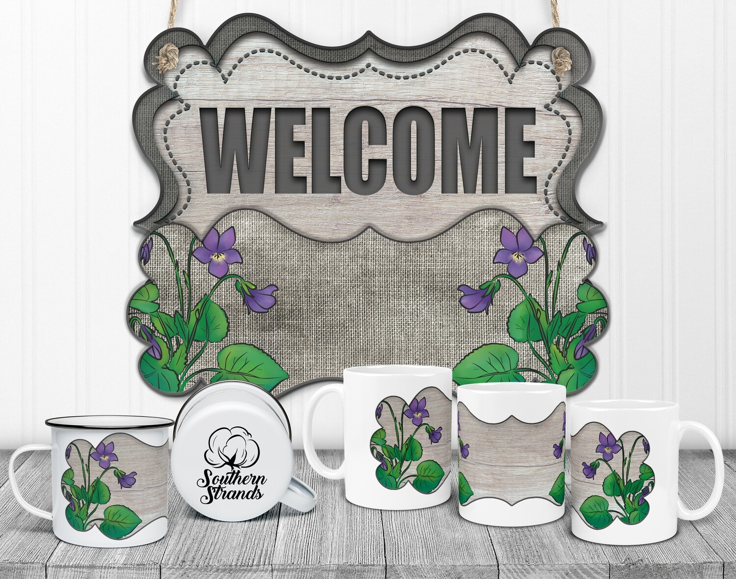 State Flower Welcome Board - Wisconsin - Sego Lily Door Hanger 2 Piece with Interchangeable Bottom Art | DIGITAL DESIGN
