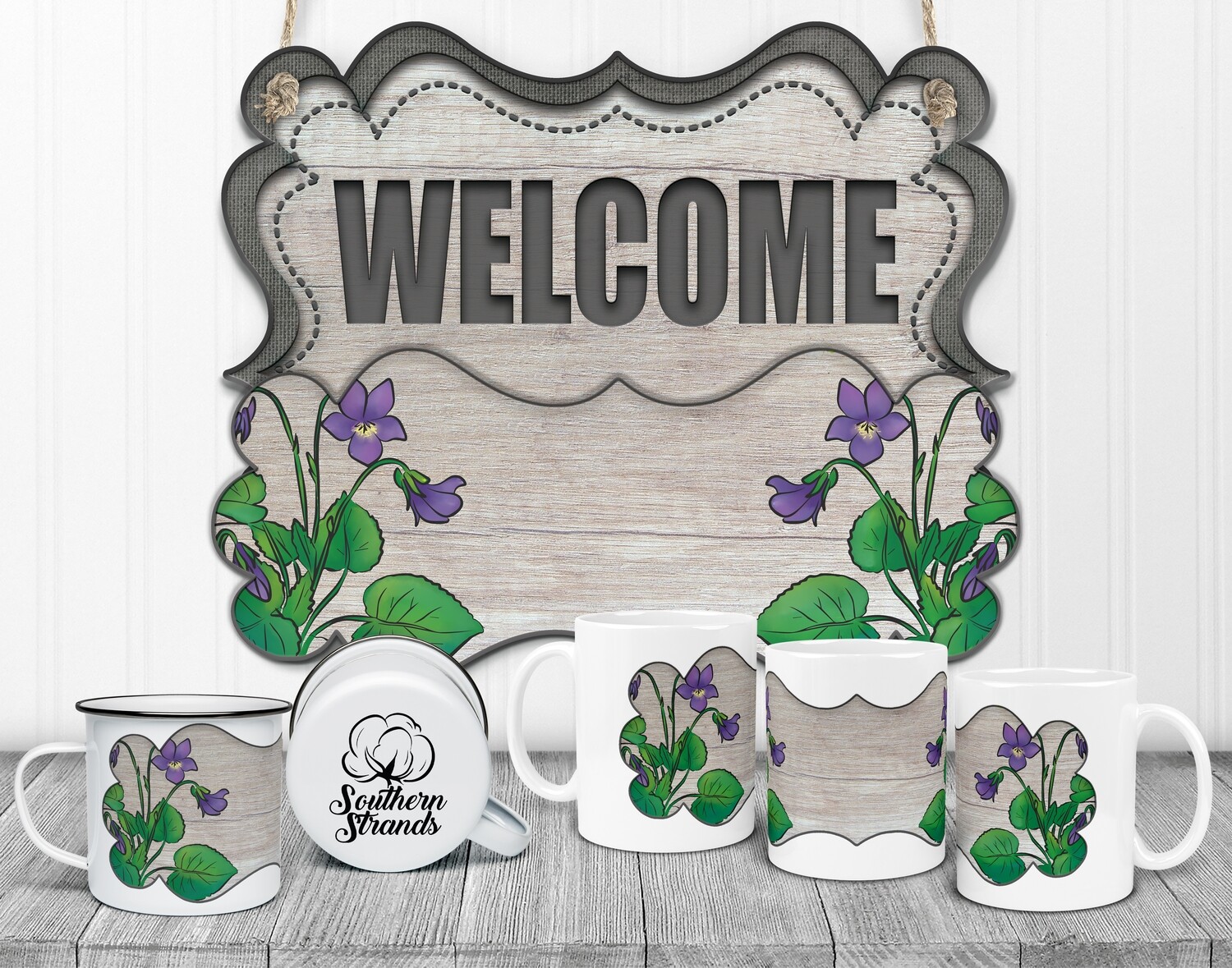 State Flower Welcome Board - Wisconsin - Sego Lily Wood Door Hanger 2 Piece with Interchangeable Bottom Art | DIGITAL DESIGN