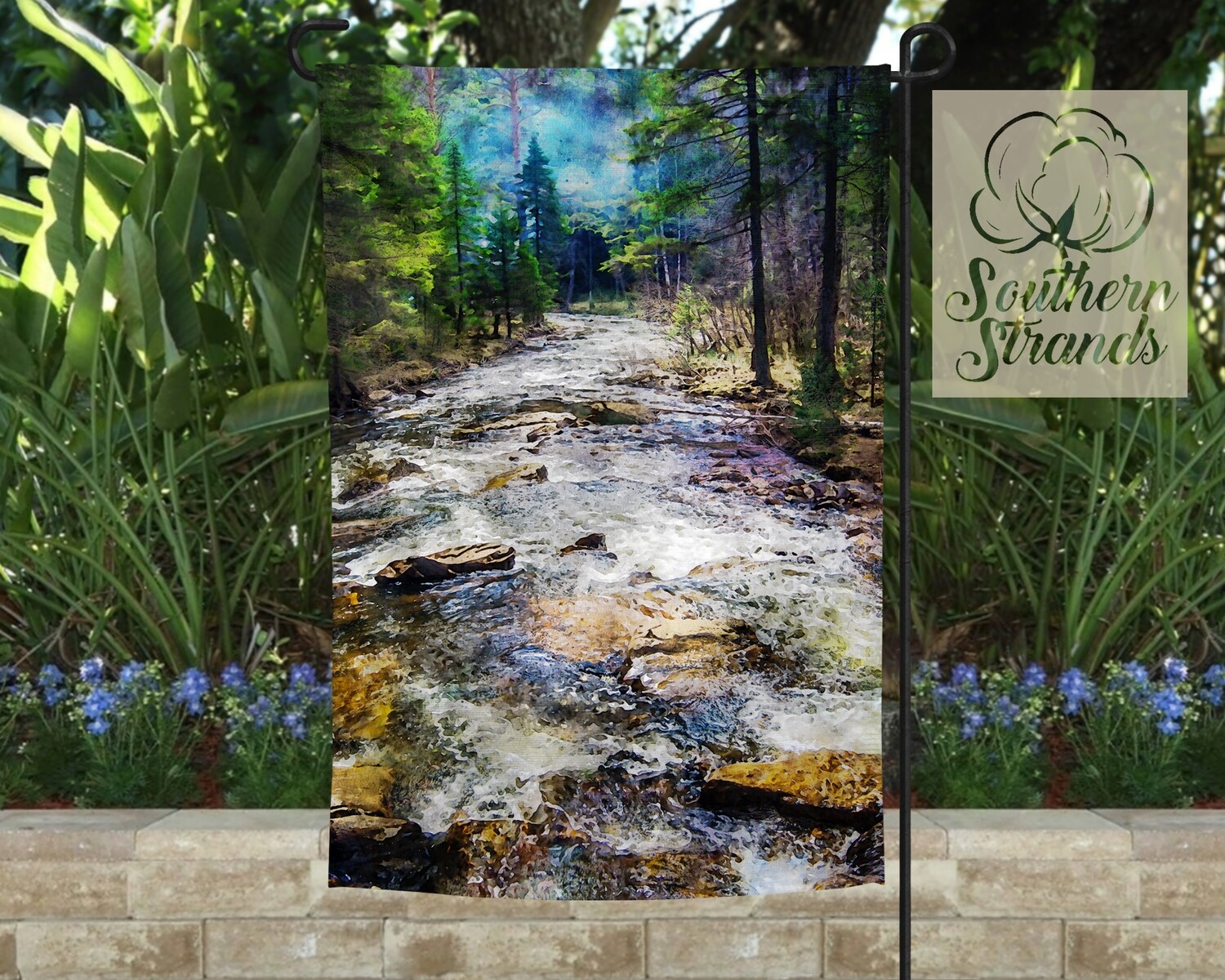Watercolor River  Garden Flag 12x18 NO TEXT | DIGITAL DESIGN