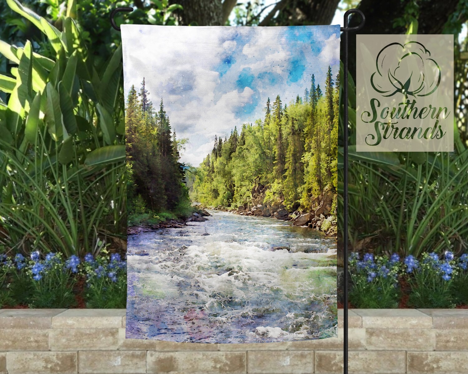 Watercolor River 2 Garden Flag 12x18 NO TEXT | DIGITAL DESIGN