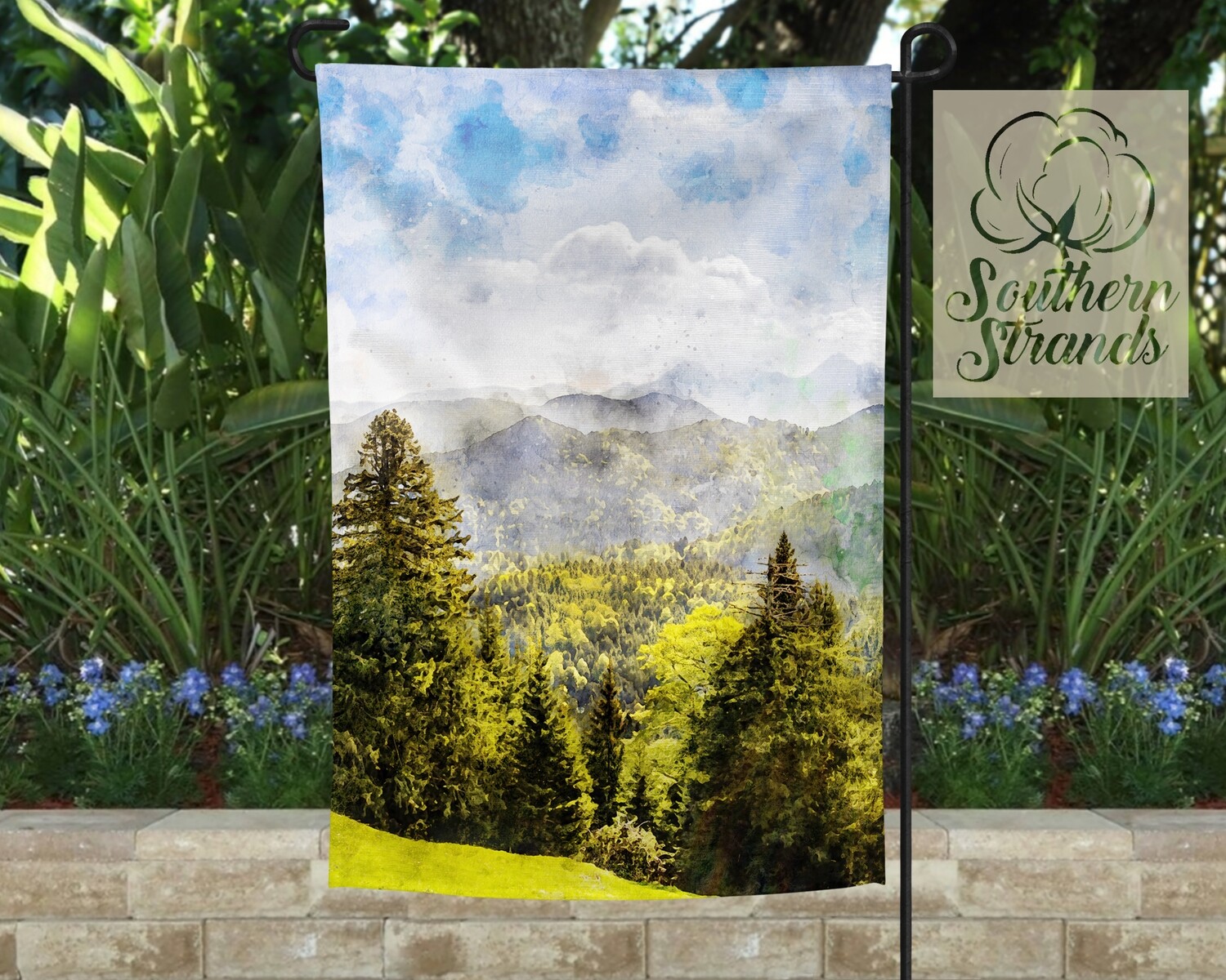 Watercolor Mountain Garden Flag 12x18 NO TEXT | DIGITAL DESIGN