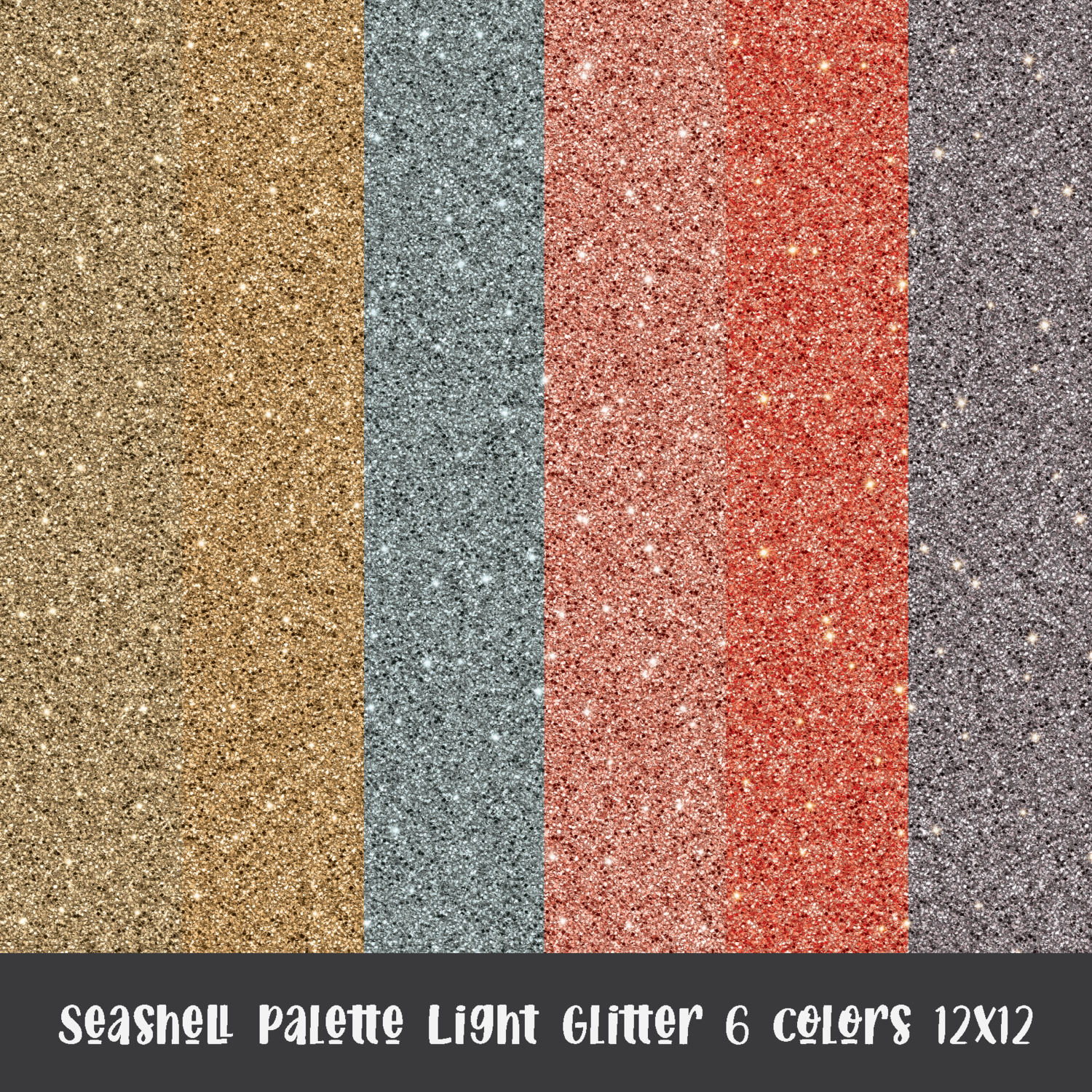 Seashells Light Glitter 6 Colors 12x12  | DIGITAL PAPER