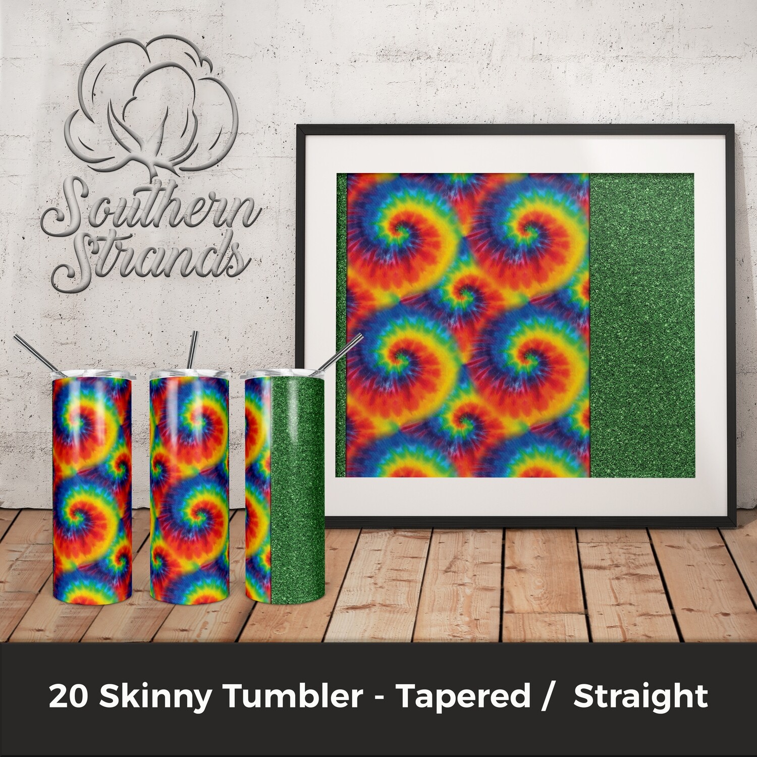 TieDye and Glitter - Green Tumbler | Add Your Own Text | DIGITAL DESIGN