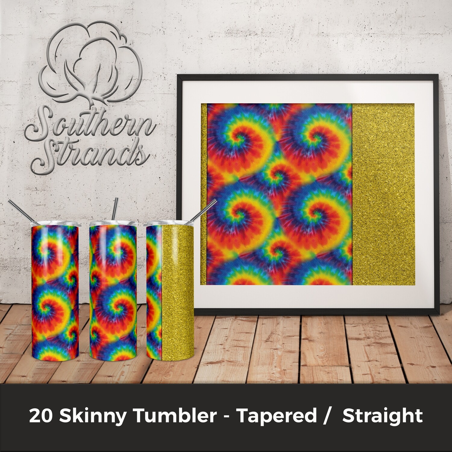 TieDye and Glitter - Yellow Tumbler | Add Your Own Text | DIGITAL DESIGN